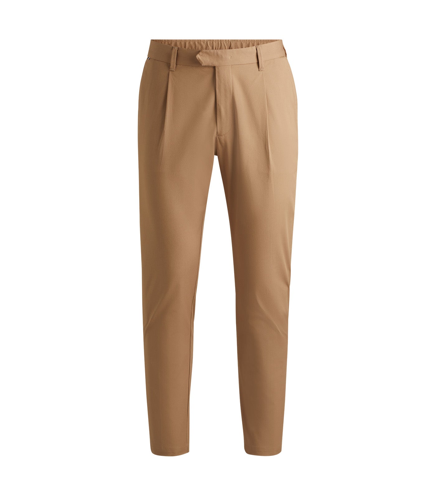 Regular-Fit Trousers in Stretch-Cotton Dobby Open Beige