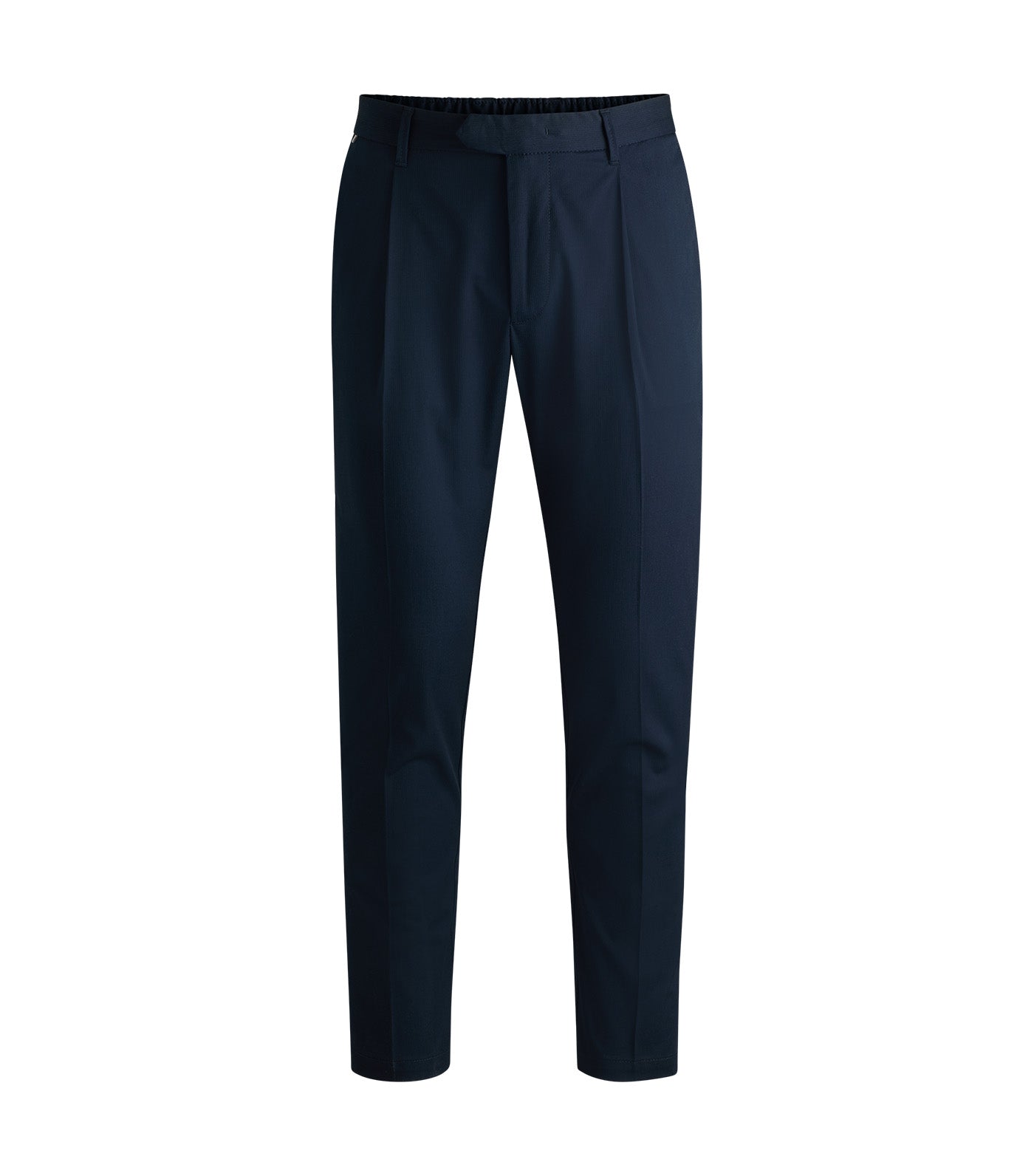 Regular-Fit Trousers in Stretch-Cotton Dobby Dark Blue