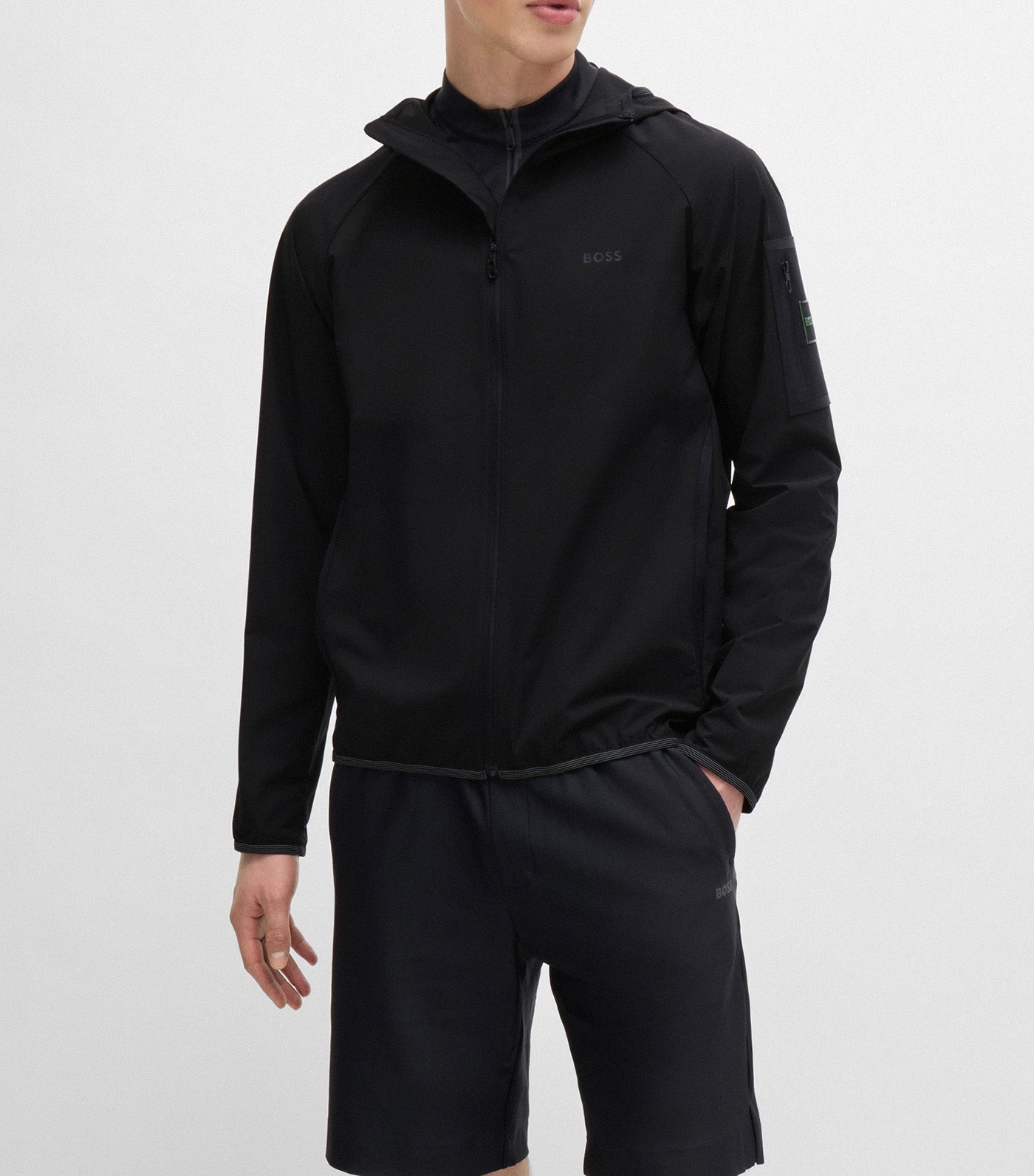 Water-Repellent Hooded Jacket in Stretch Poplin