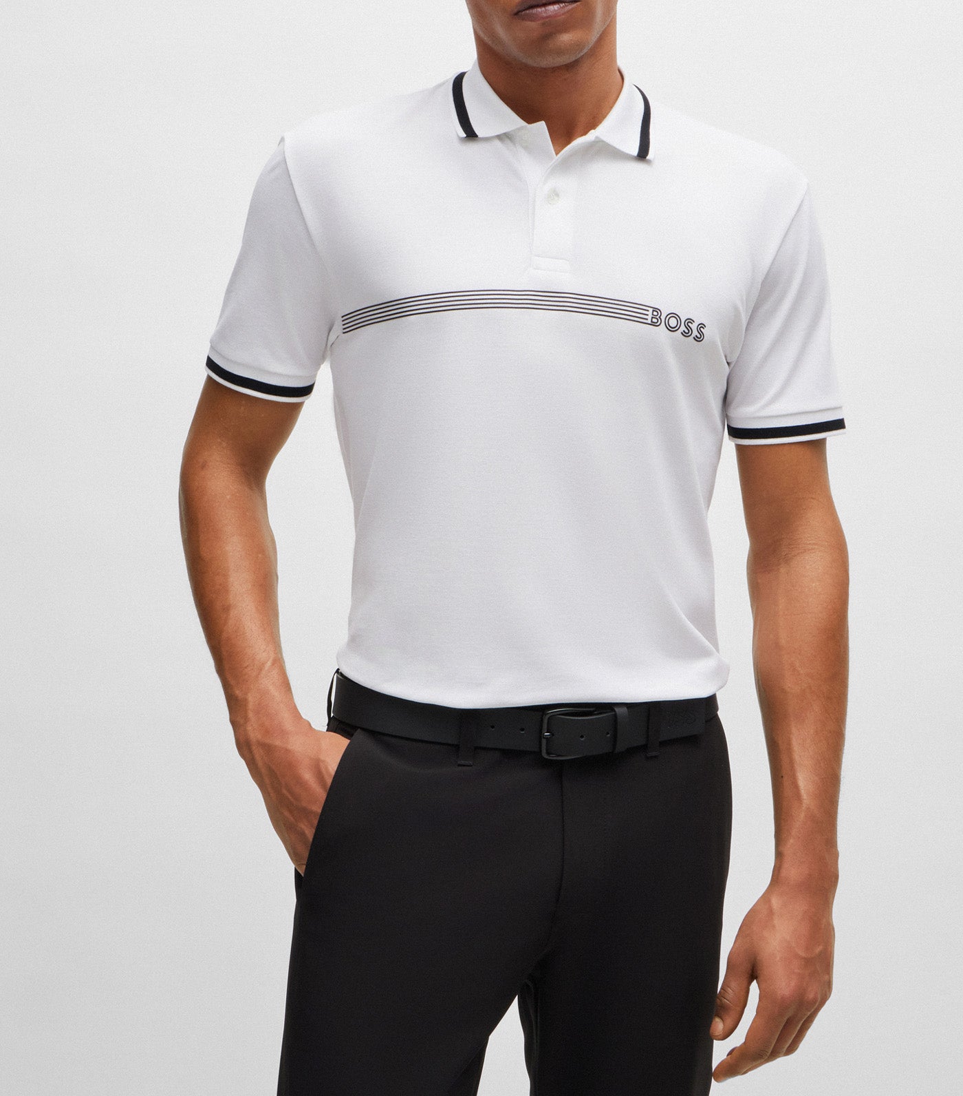 Paddy 1 Cotton-Blend Polo Shirt With Stripes And Logo White