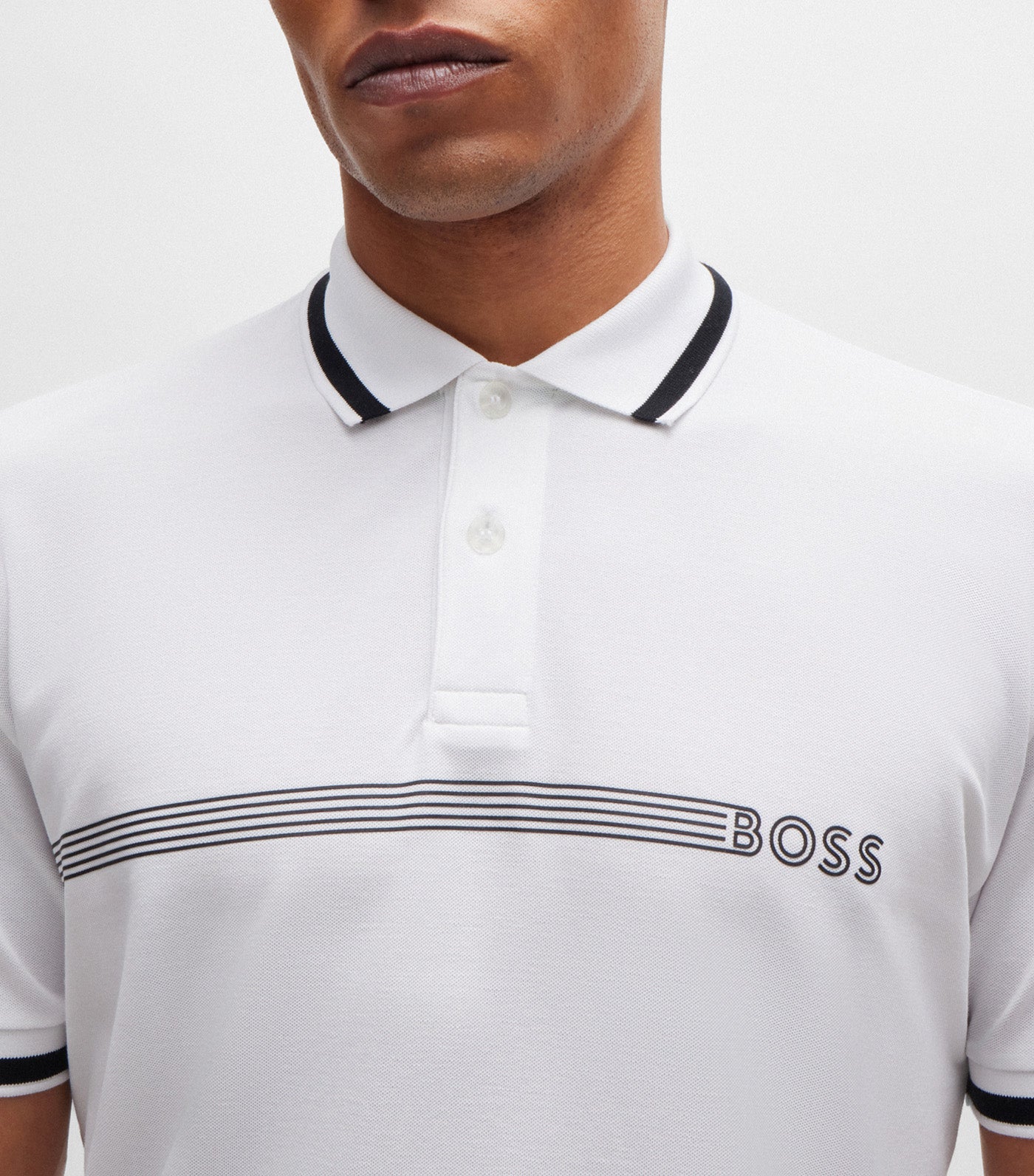 Paddy 1 Cotton-Blend Polo Shirt With Stripes And Logo White