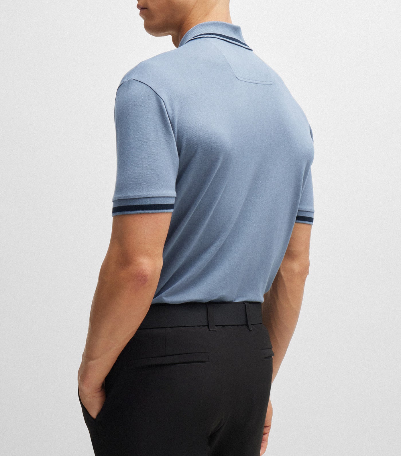 Paddy 1 Cotton-Blend Polo Shirt With Stripes And Logo Open Blue