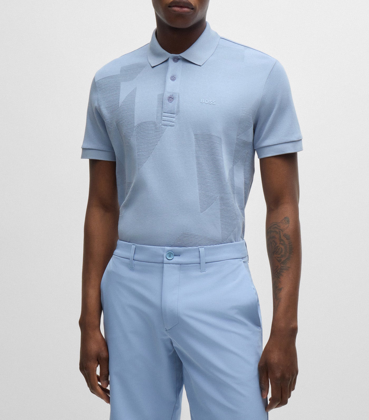 Paddy 7 Relaxed-Fit Polo Shirt In Cotton Jacquard With Logo Open Blue