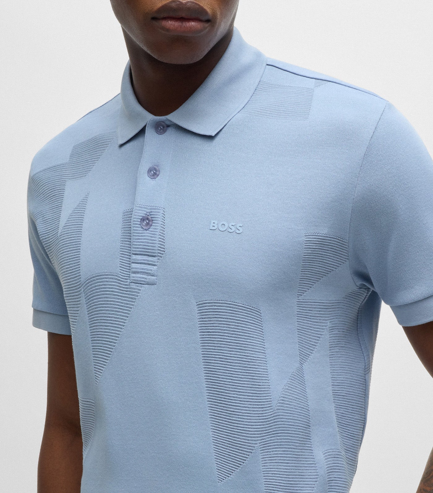 Paddy 7 Relaxed-Fit Polo Shirt In Cotton Jacquard With Logo Open Blue