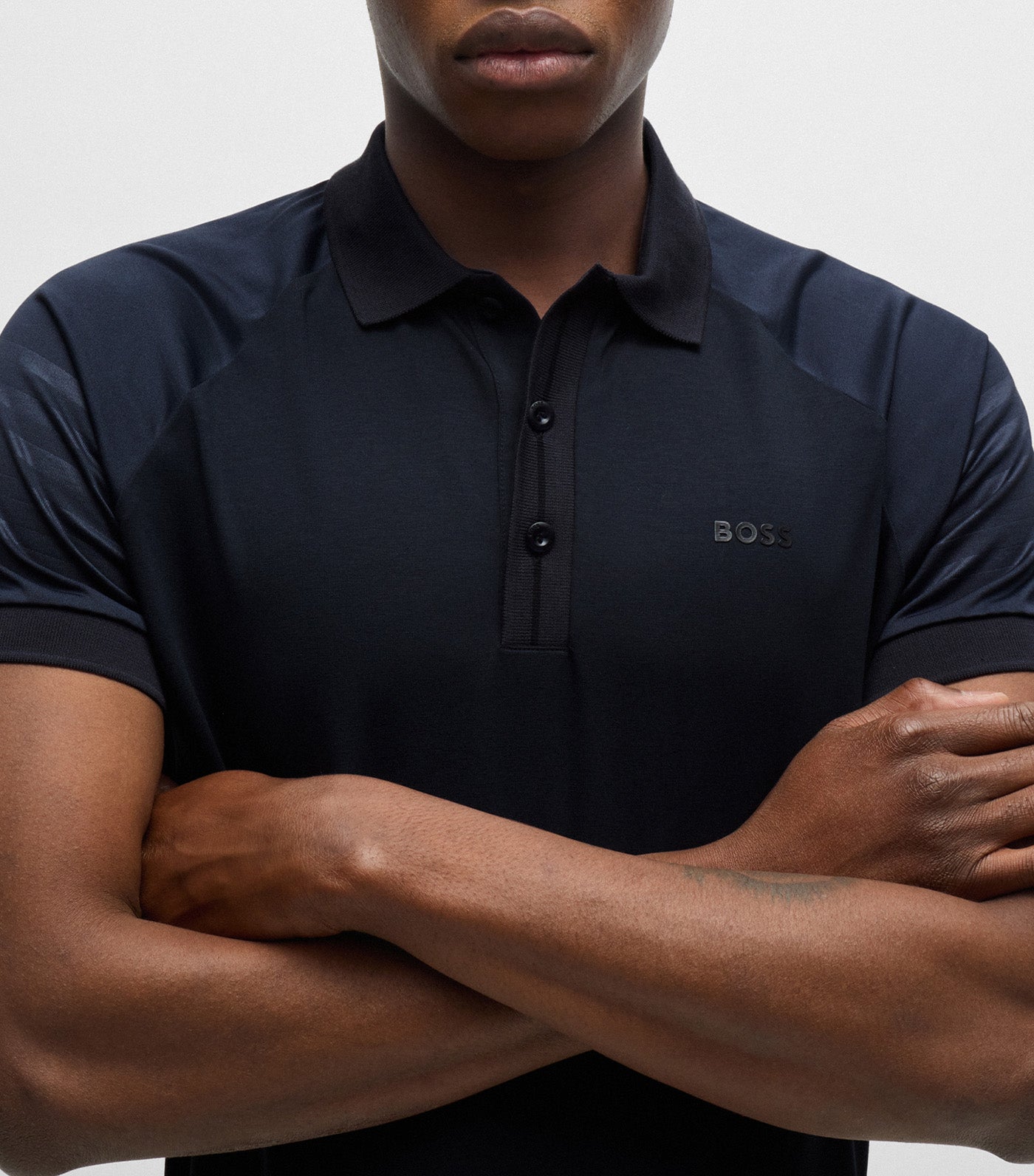 Paddy 2 Cotton-Blend Polo Shirt With Embossed Stripe Artwork Dark Blue