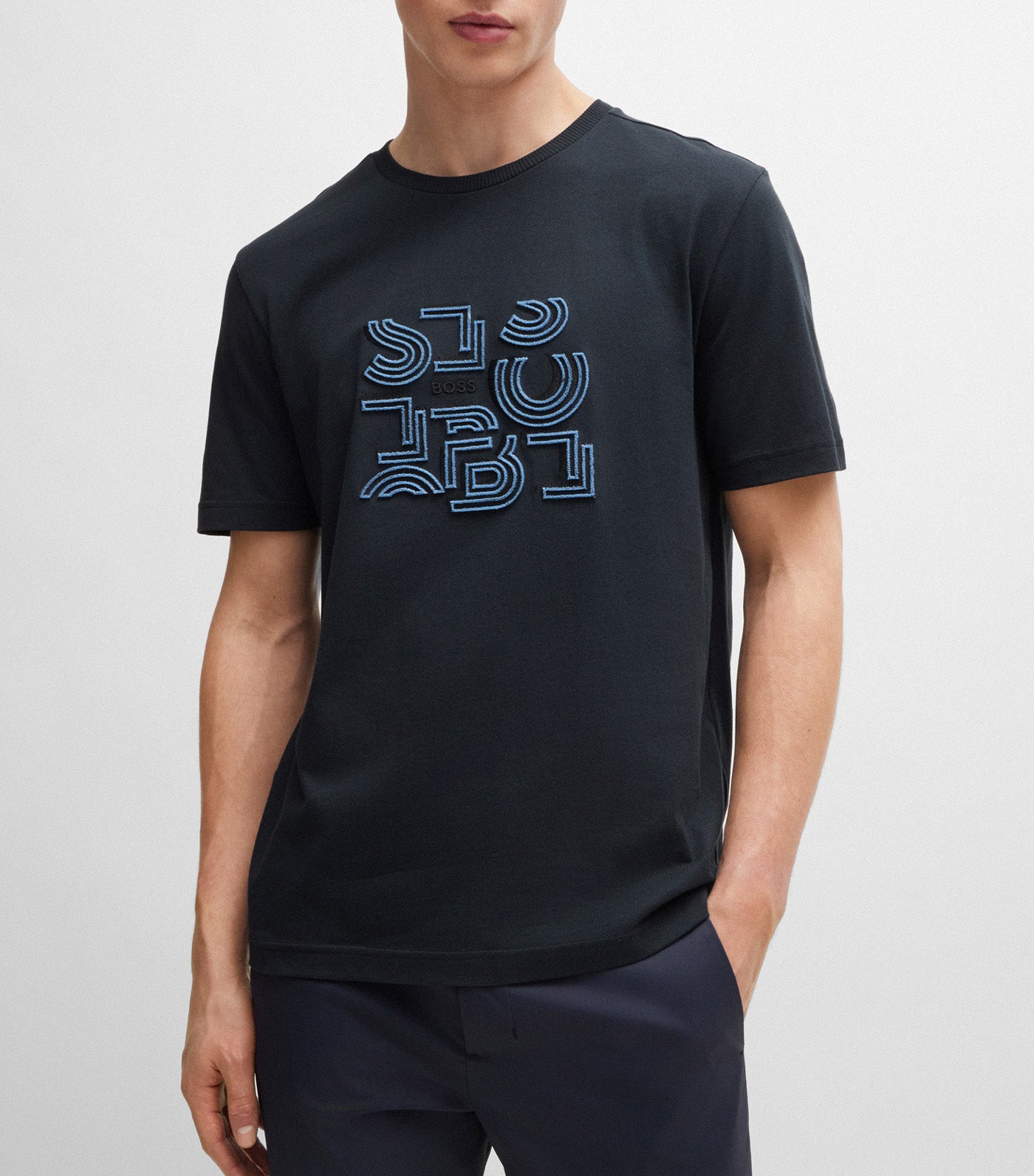 Tee 4 Cotton-Jersey Regular-Fit T-Shirt With Typographic Artwork Dark Blue