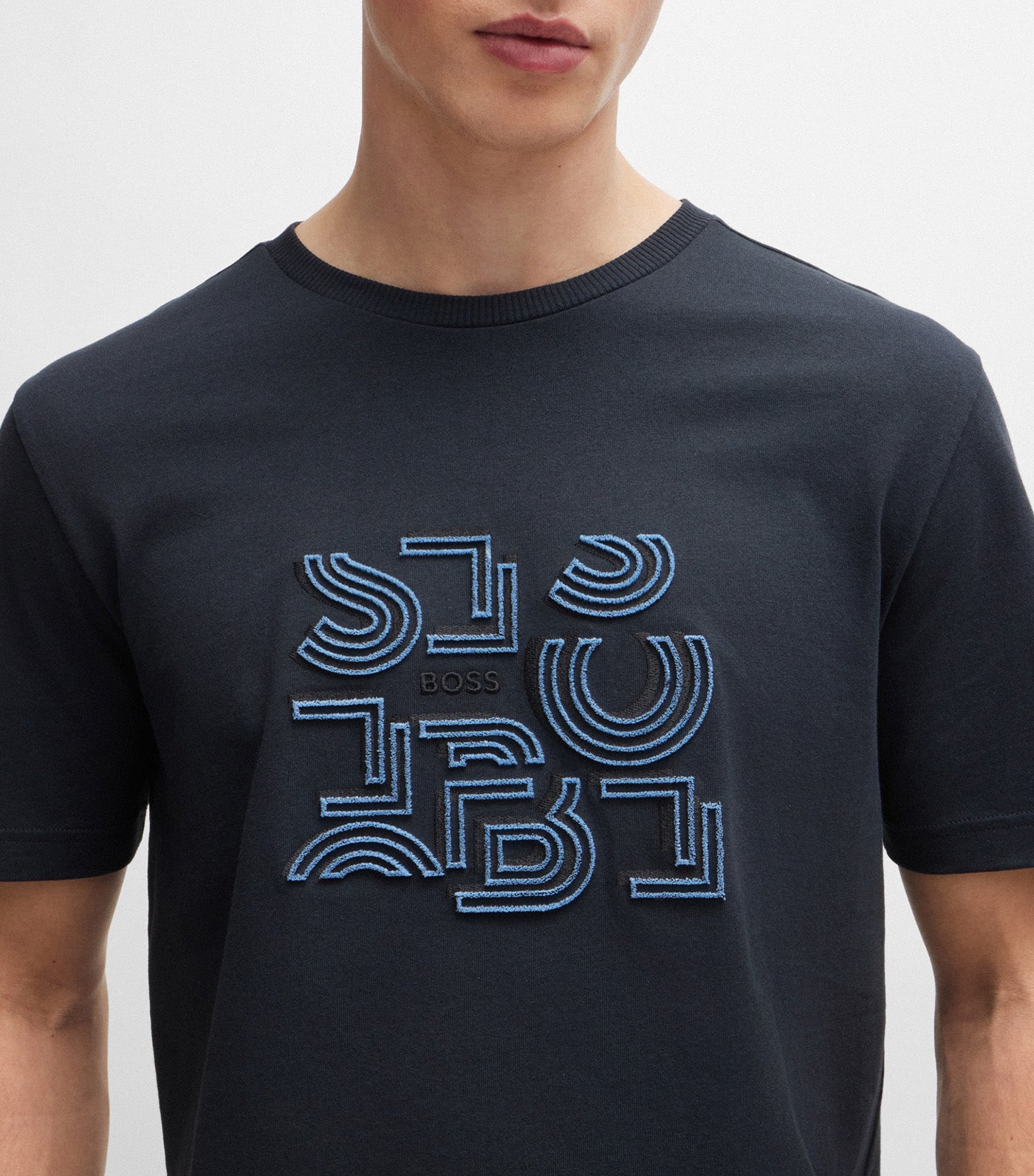 Tee 4 Cotton-Jersey Regular-Fit T-Shirt With Typographic Artwork Dark Blue