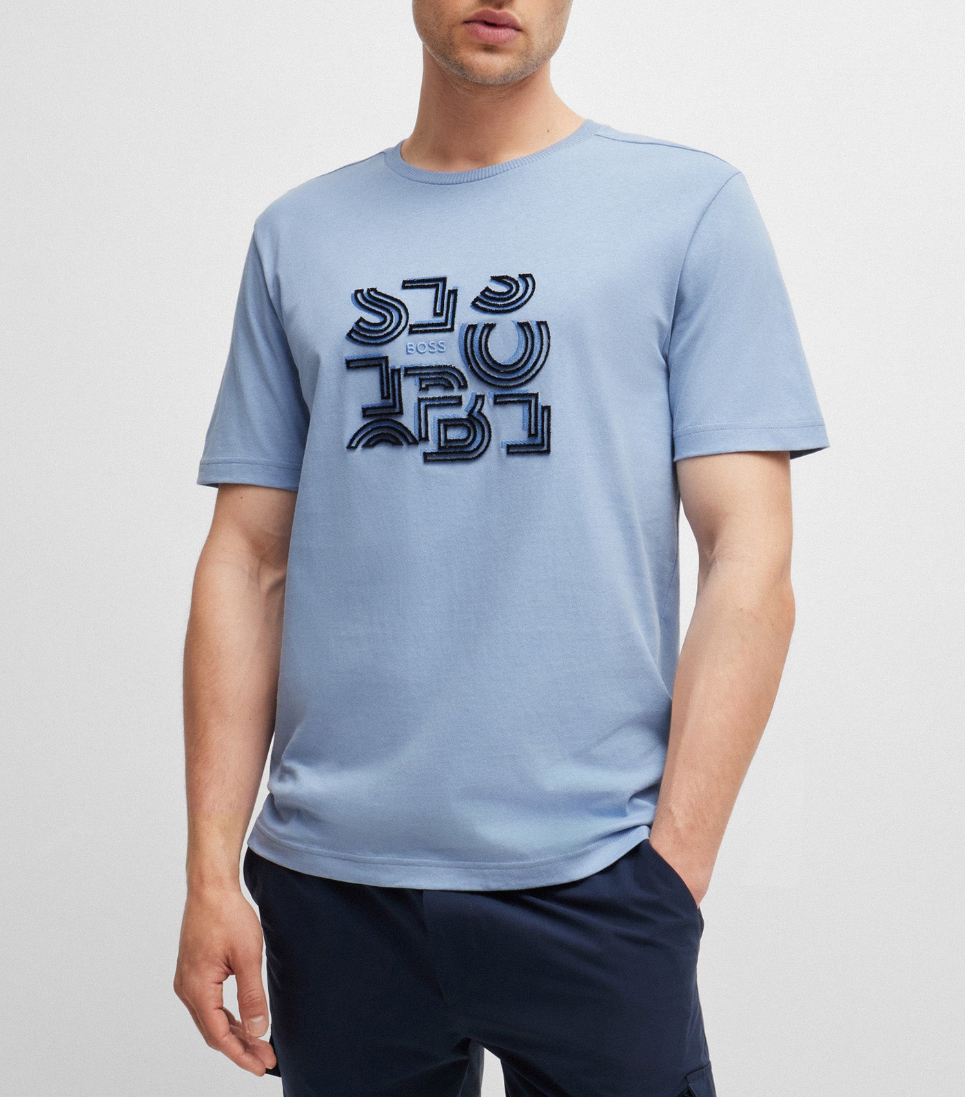 Tee 4 Cotton-Jersey Regular-Fit T-Shirt With Typographic Artwork Open Blue