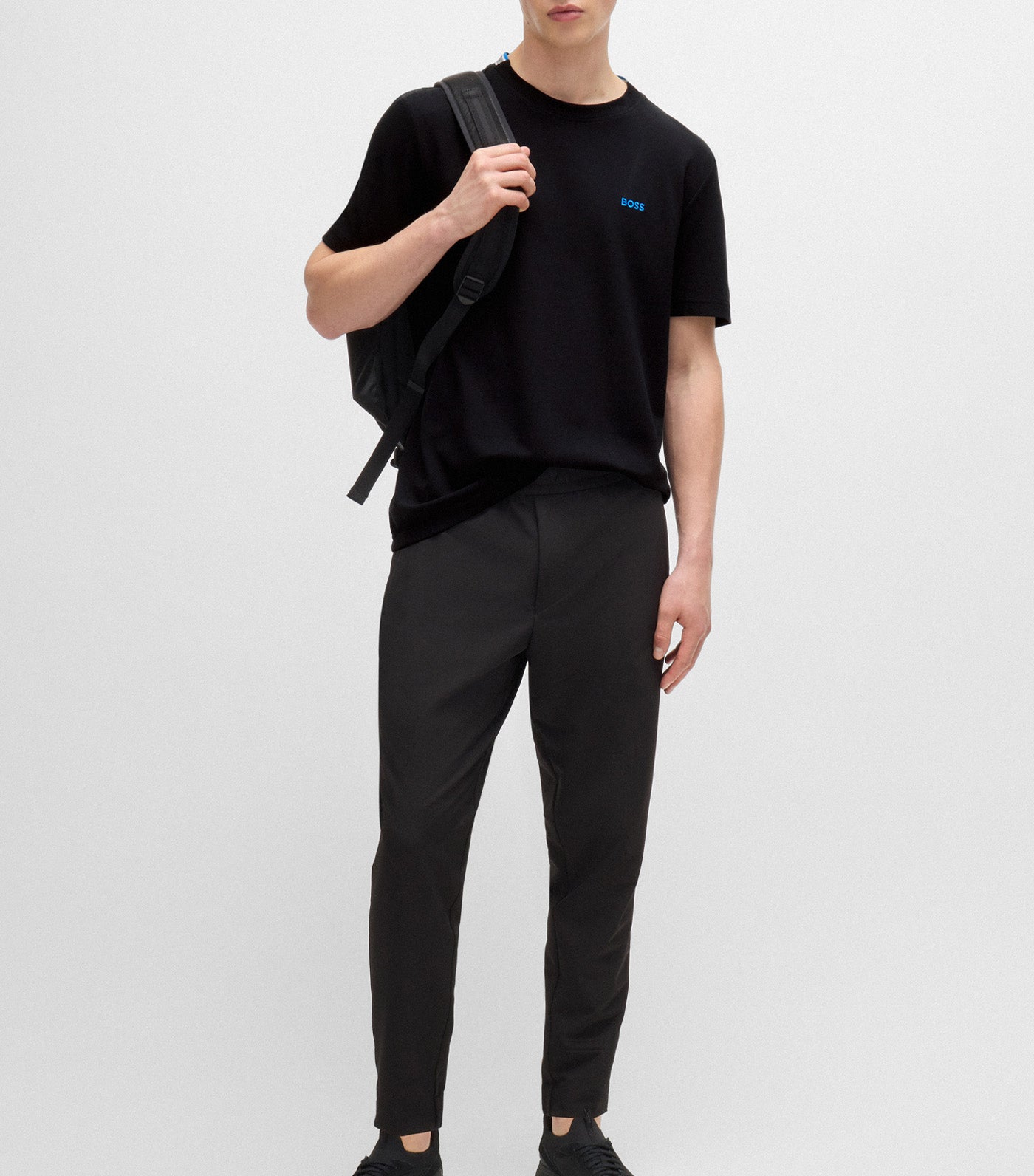 Taddy Cotton-Piqué T-Shirt With Oxford-Jacquard Back Collar Black