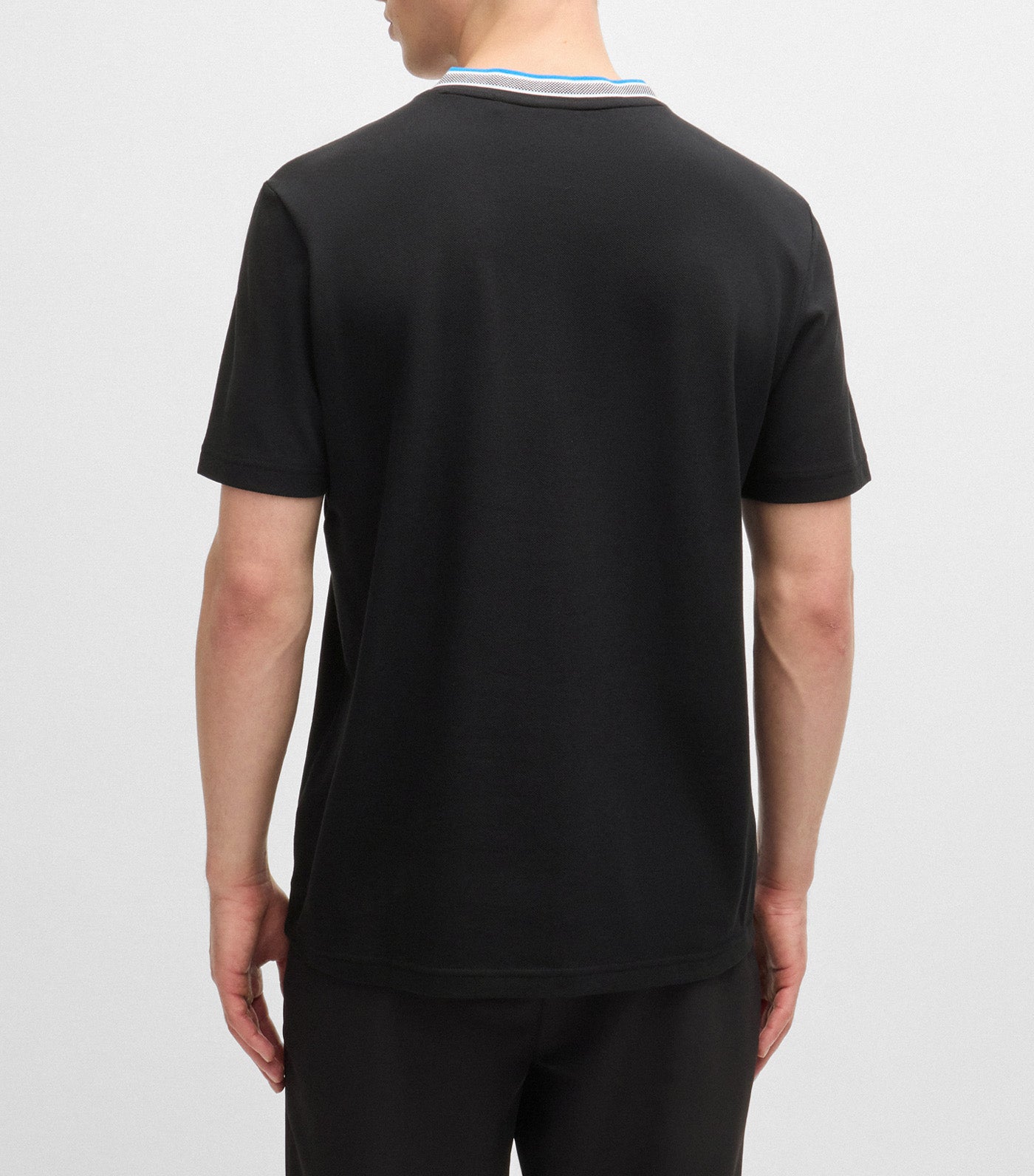 Taddy Cotton-Piqué T-Shirt With Oxford-Jacquard Back Collar Black