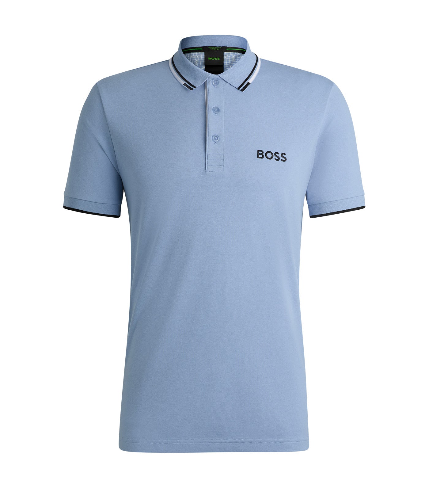 Paddy Pro Cotton-Blend Polo Shirt With Contrast Logos Open Blue