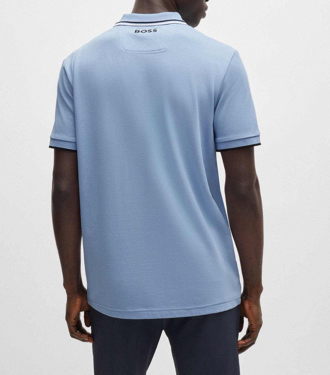 Paddy Pro Cotton-Blend Polo Shirt With Contrast Logos Open Blue