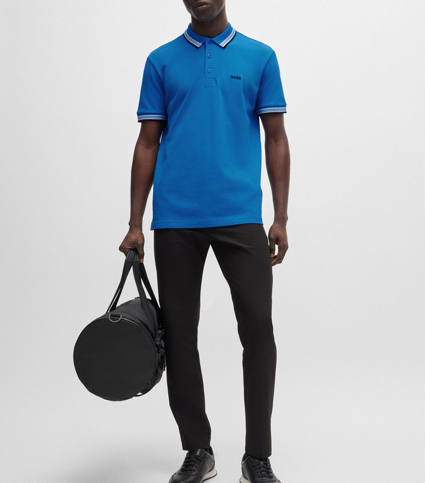 Paddy 4166 Cotton-Piqué Polo Shirt With Contrast Logo Open Blue