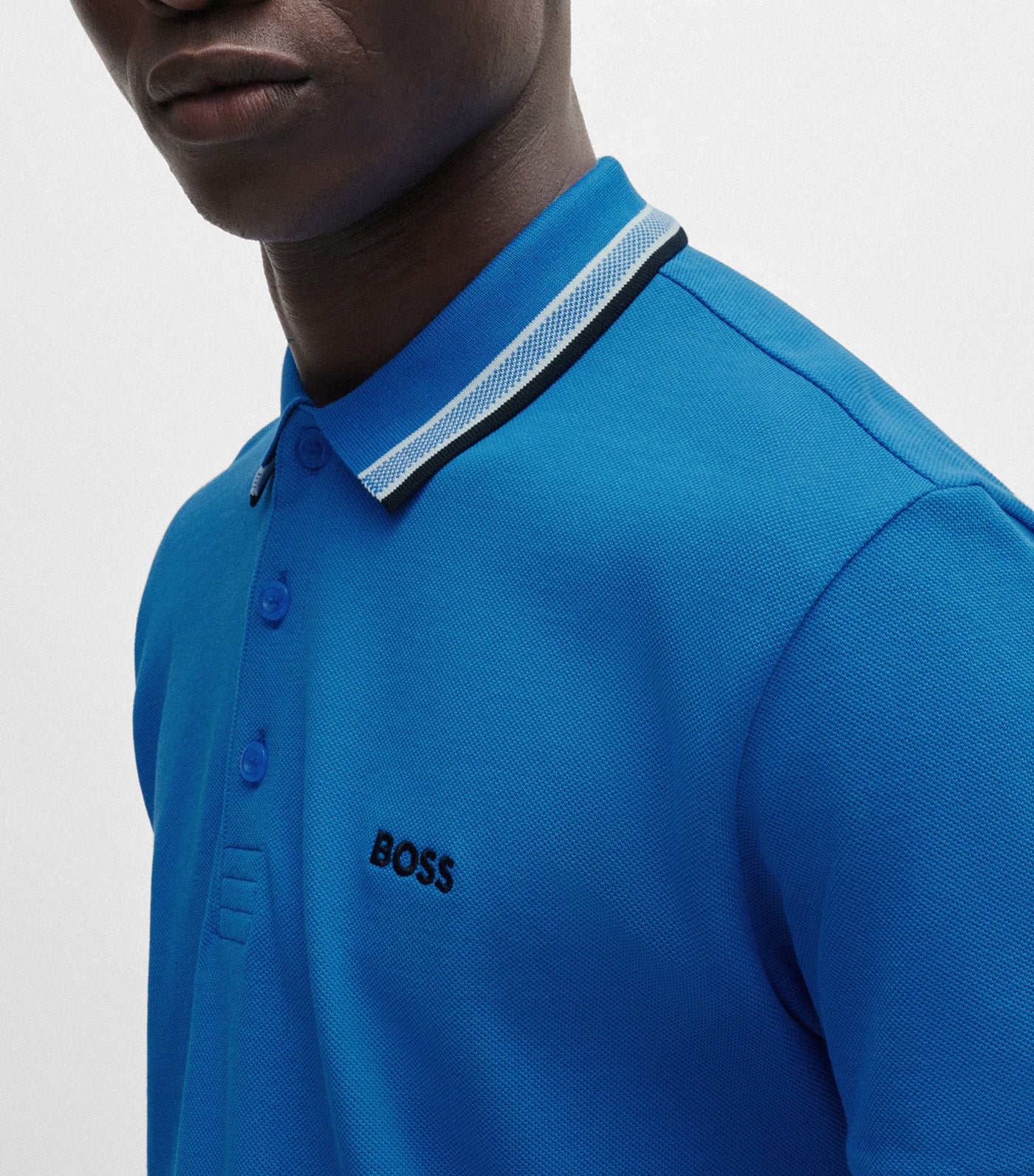 Paddy 4166 Cotton-Piqué Polo Shirt With Contrast Logo Open Blue