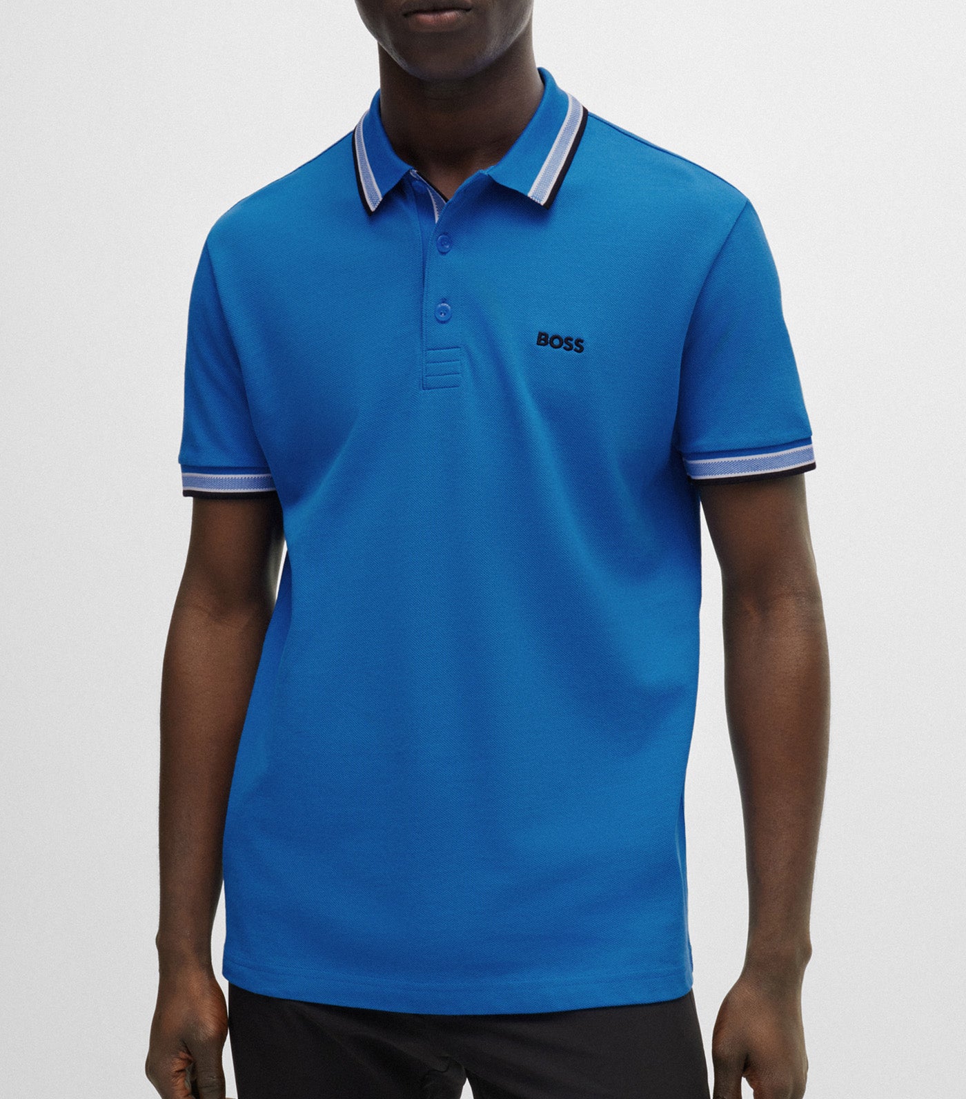 Paddy 4166 Cotton-Piqué Polo Shirt With Contrast Logo Open Blue