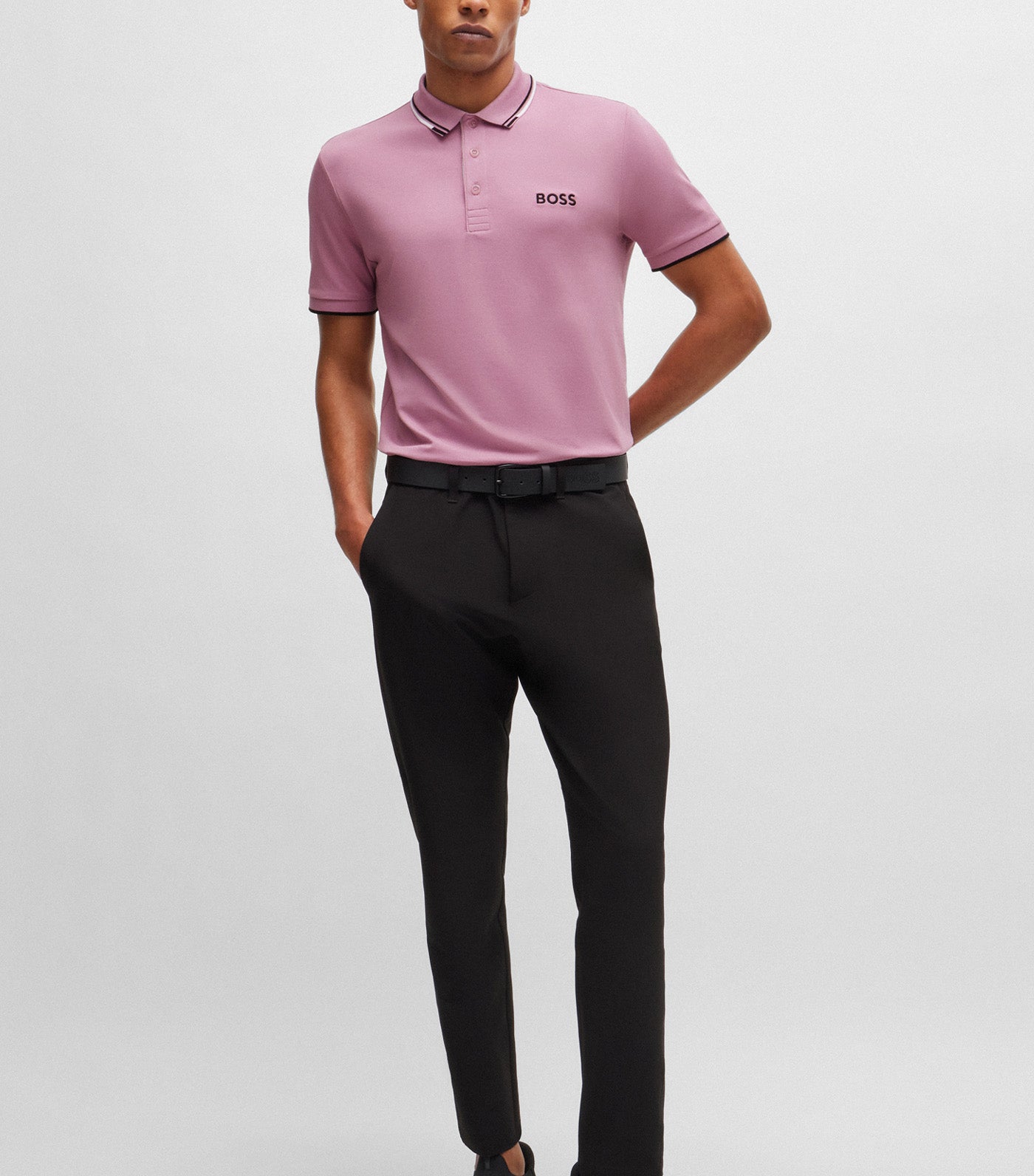 Paddy Pro Cotton-Blend Polo Shirt With Contrast Logos Light Purple