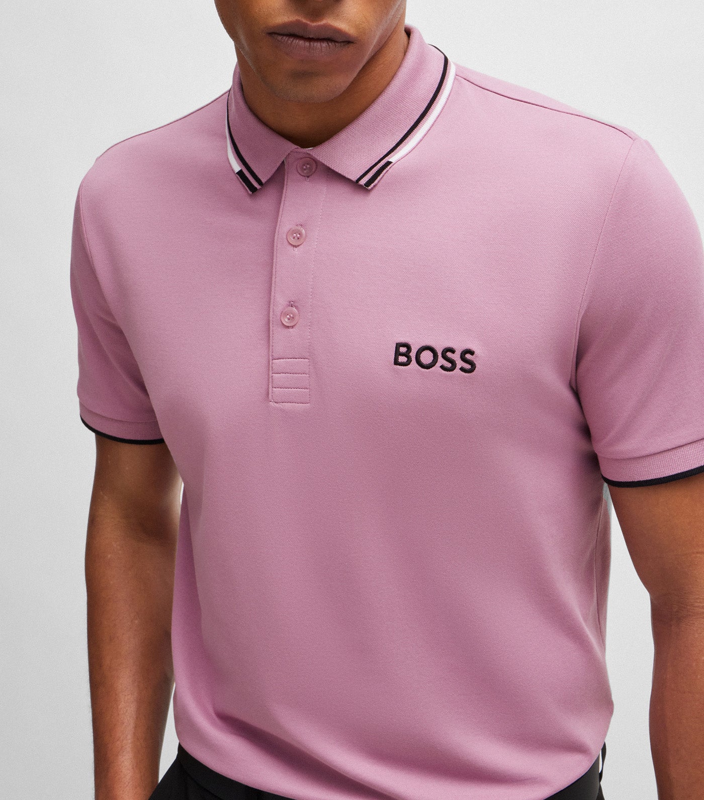 Paddy Pro Cotton-Blend Polo Shirt With Contrast Logos Light Purple