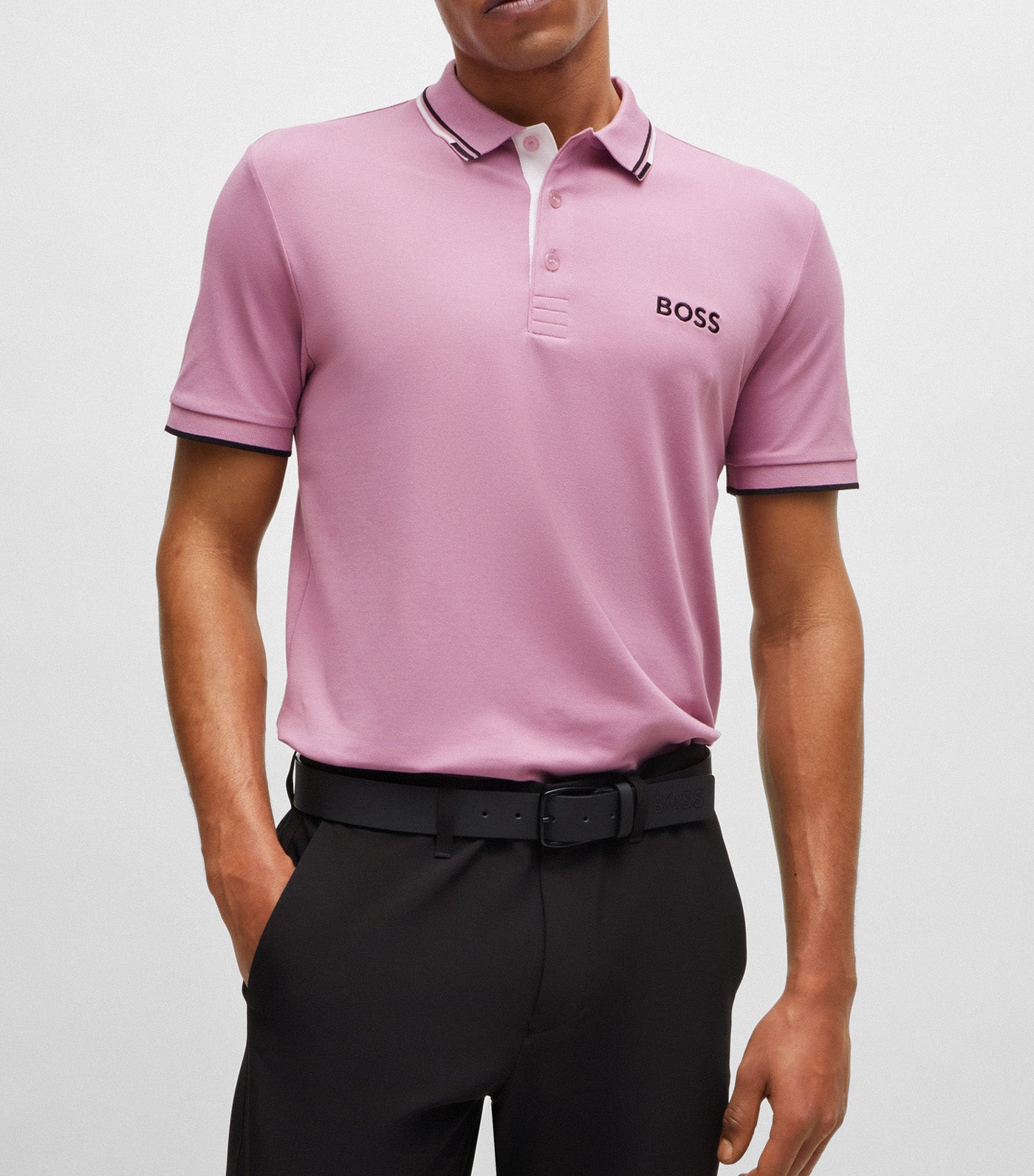 Paddy Pro Cotton-Blend Polo Shirt With Contrast Logos Light Purple