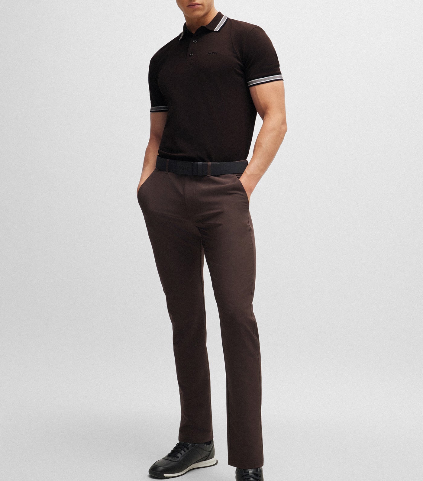 Paddy 4166 Cotton-Piqué Polo Shirt With Contrast Logo Brown