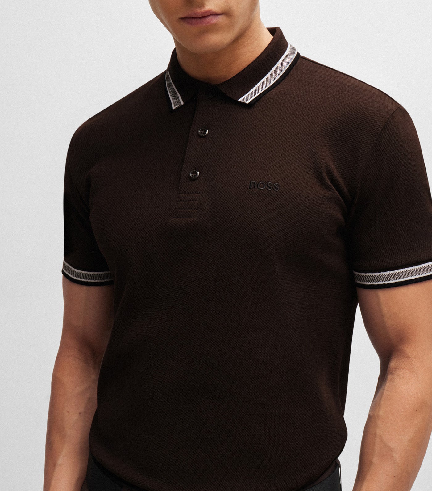 Paddy 4166 Cotton-Piqué Polo Shirt With Contrast Logo Brown