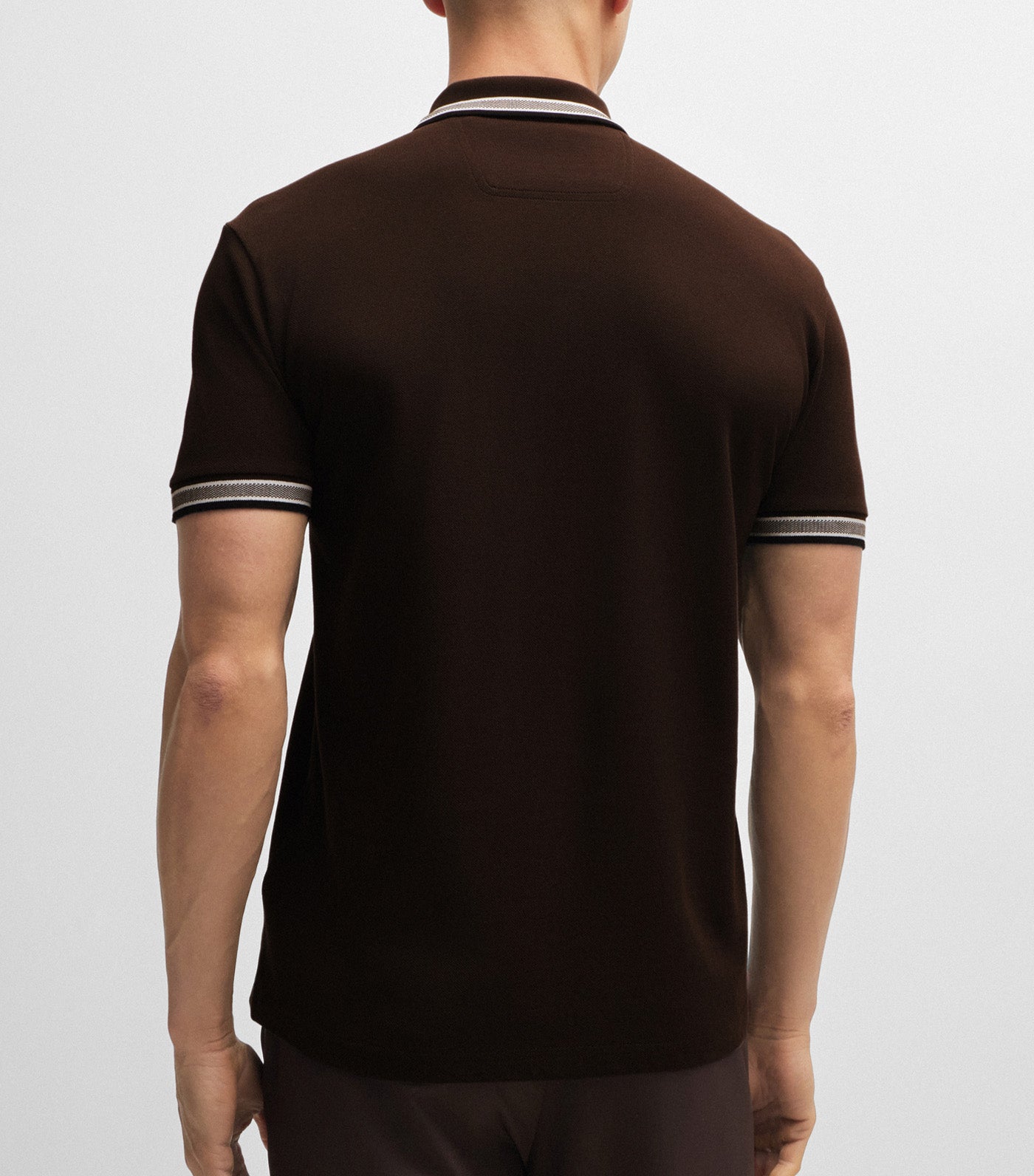 Paddy 4166 Cotton-Piqué Polo Shirt With Contrast Logo Brown