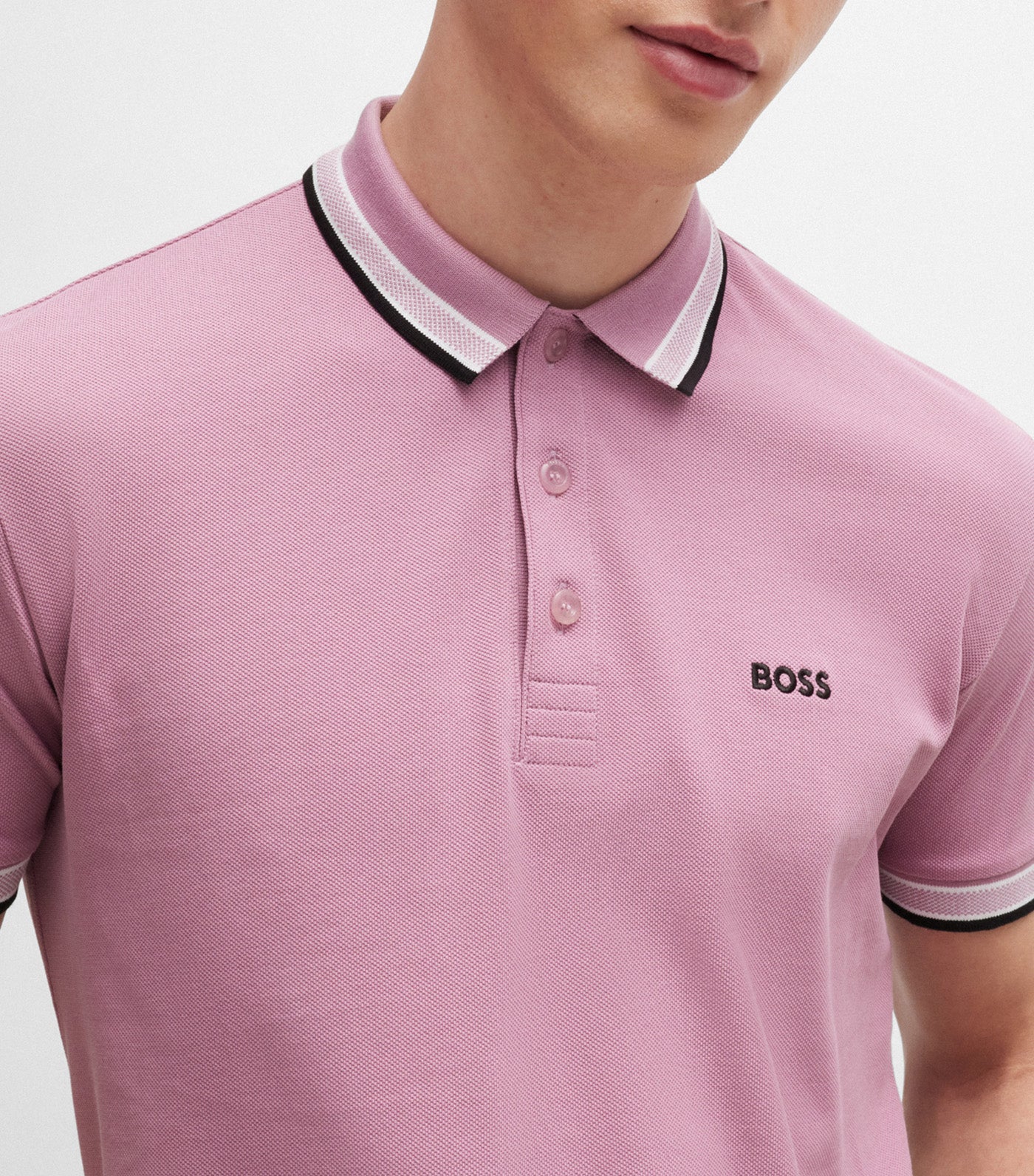 Paddy 4166 Cotton-Piqué Polo Shirt With Contrast Logo Light Purple