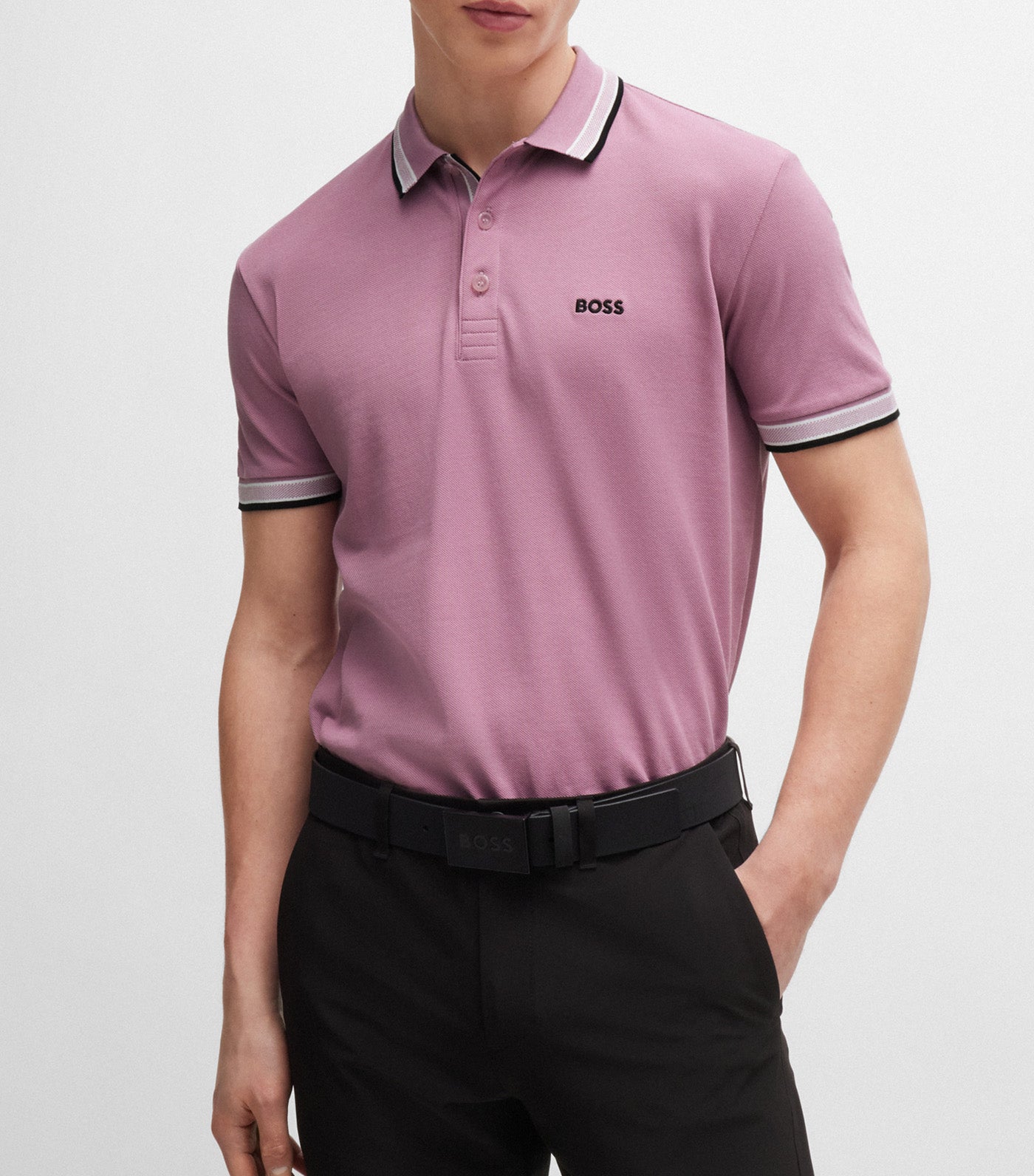 Paddy 4166 Cotton-Piqué Polo Shirt With Contrast Logo Light Purple