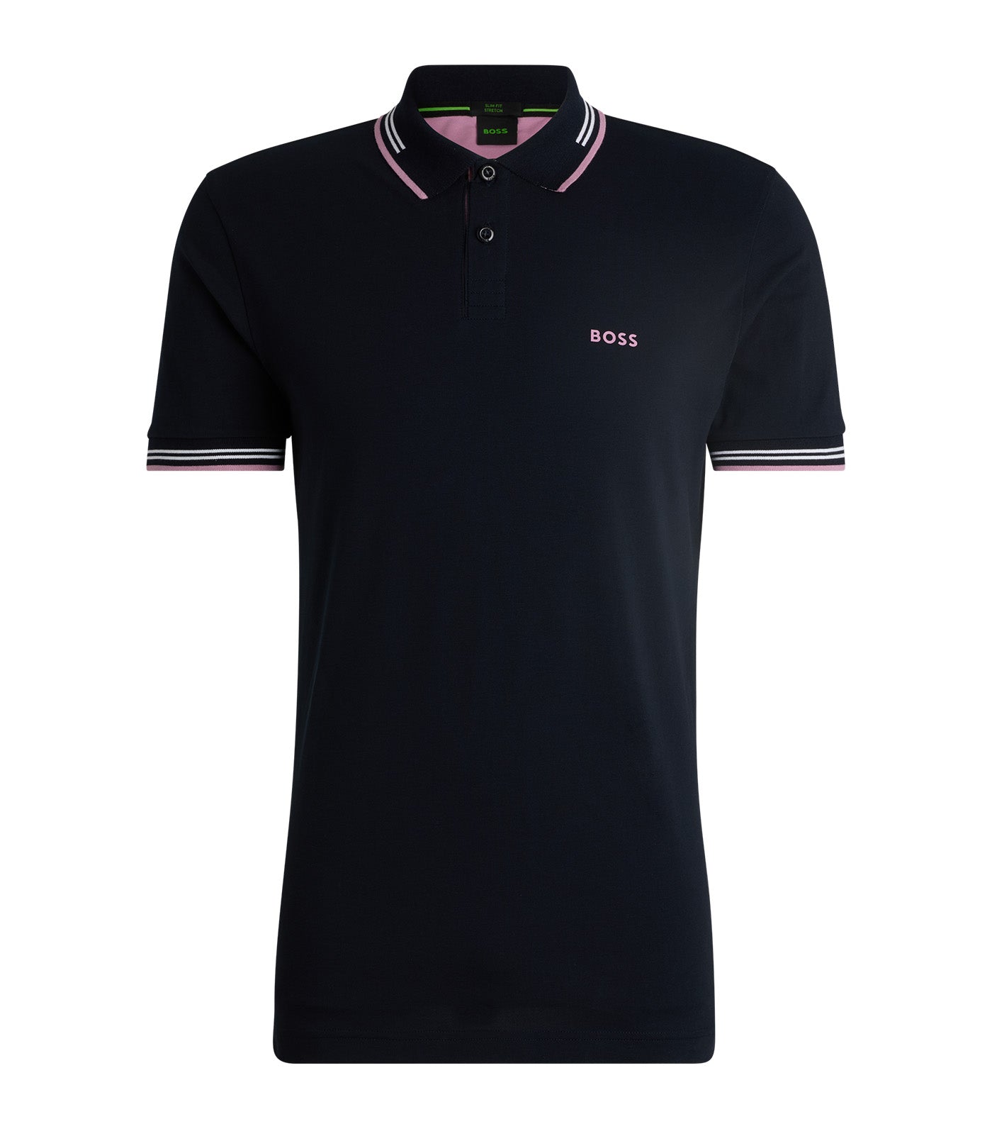 Paul 55848 Stretch-Cotton Slim-Fit Polo Shirt With Branding Dark Blue