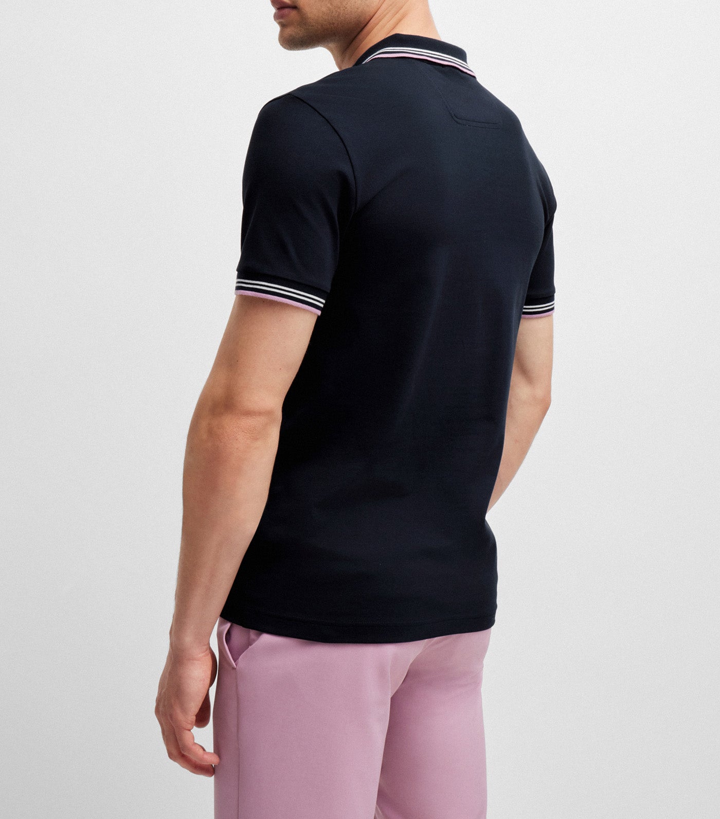 Paul 55848 Stretch-Cotton Slim-Fit Polo Shirt With Branding Dark Blue