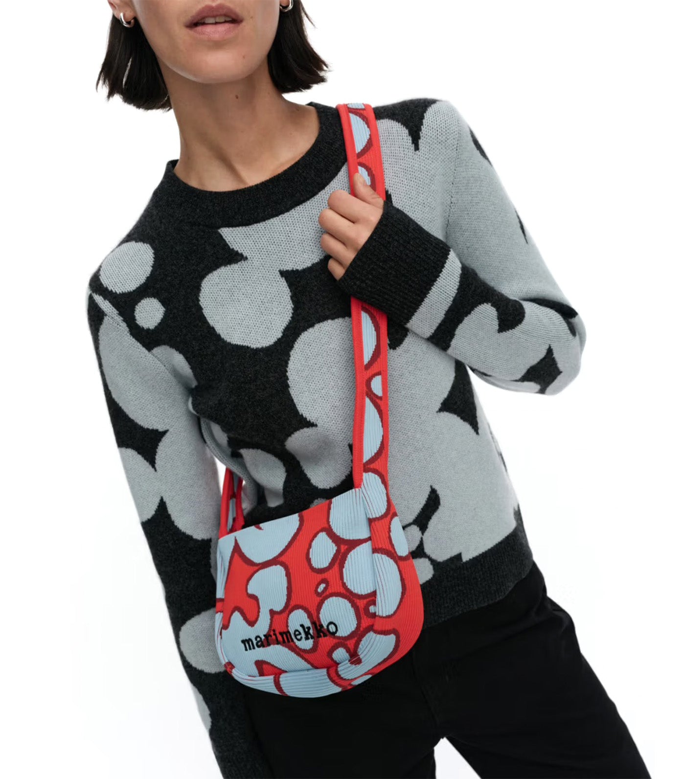 Knitted Crossbody Keidas Light Blue/Red