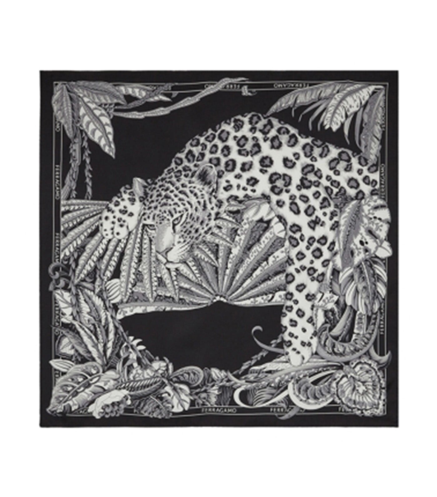 Animal Print Silk Foulard Black