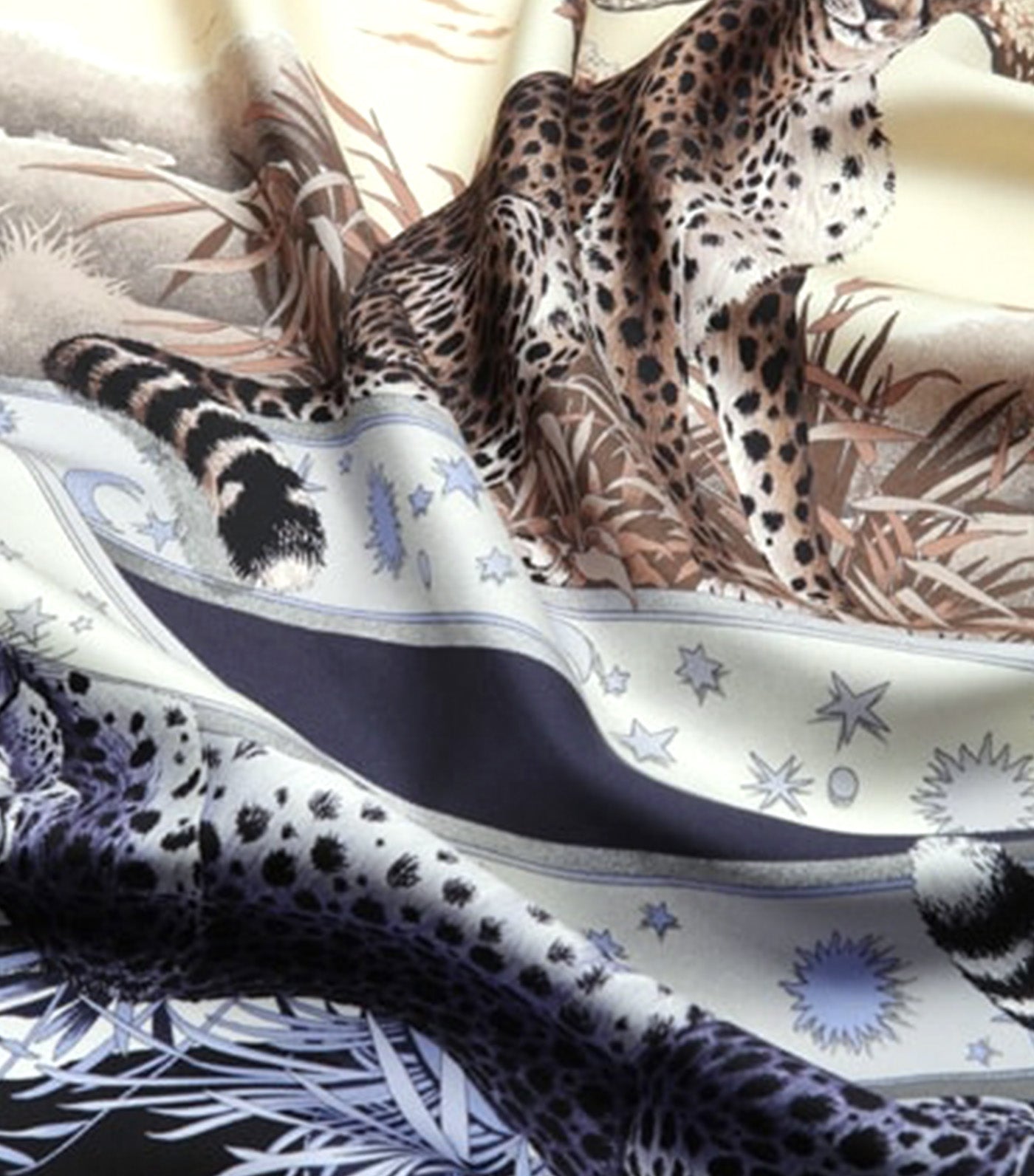 Day and Night Print Silk Foulard Blue/Black