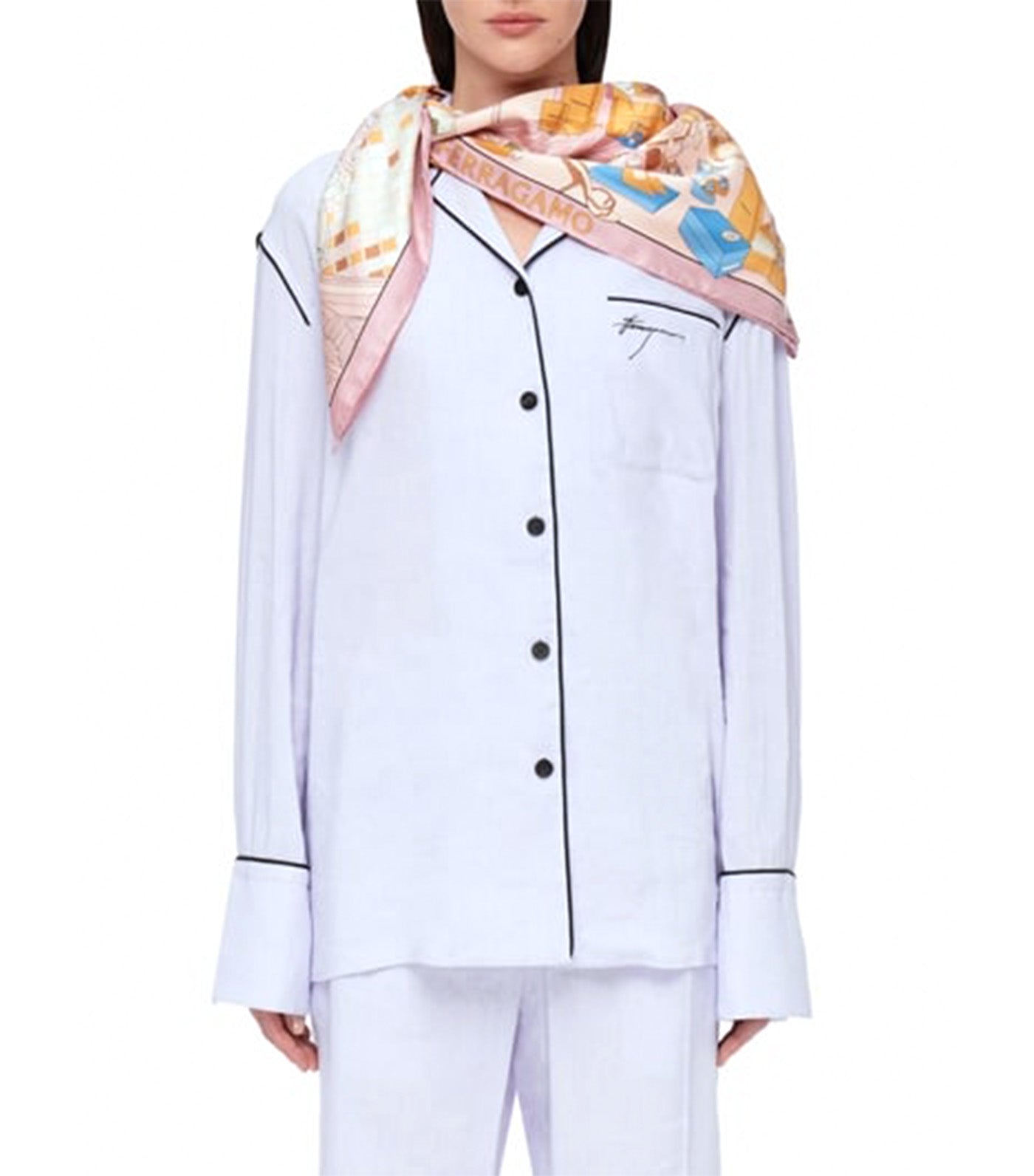 Atelier Print Silk Foulard Pink/Orange