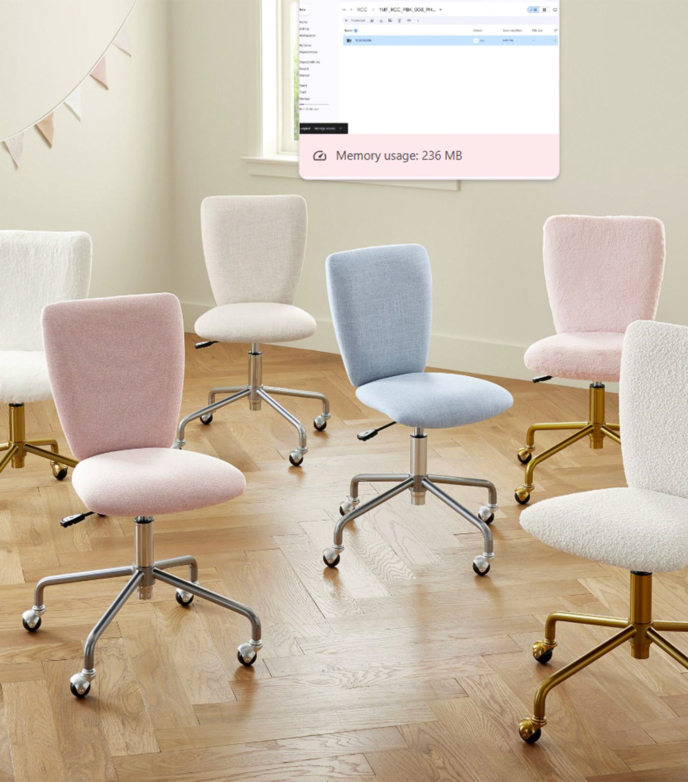 Square Upholstered 4-Leg Desk Chair