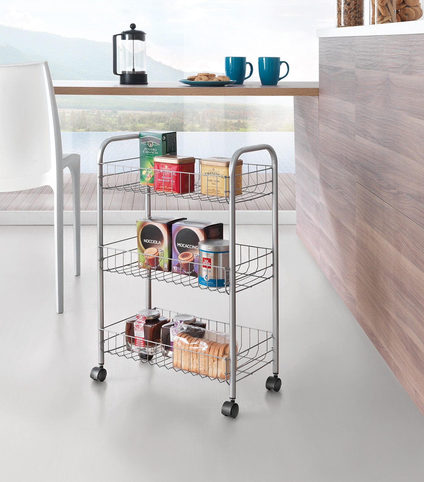 Lugano Three-Tier Rolling Cart