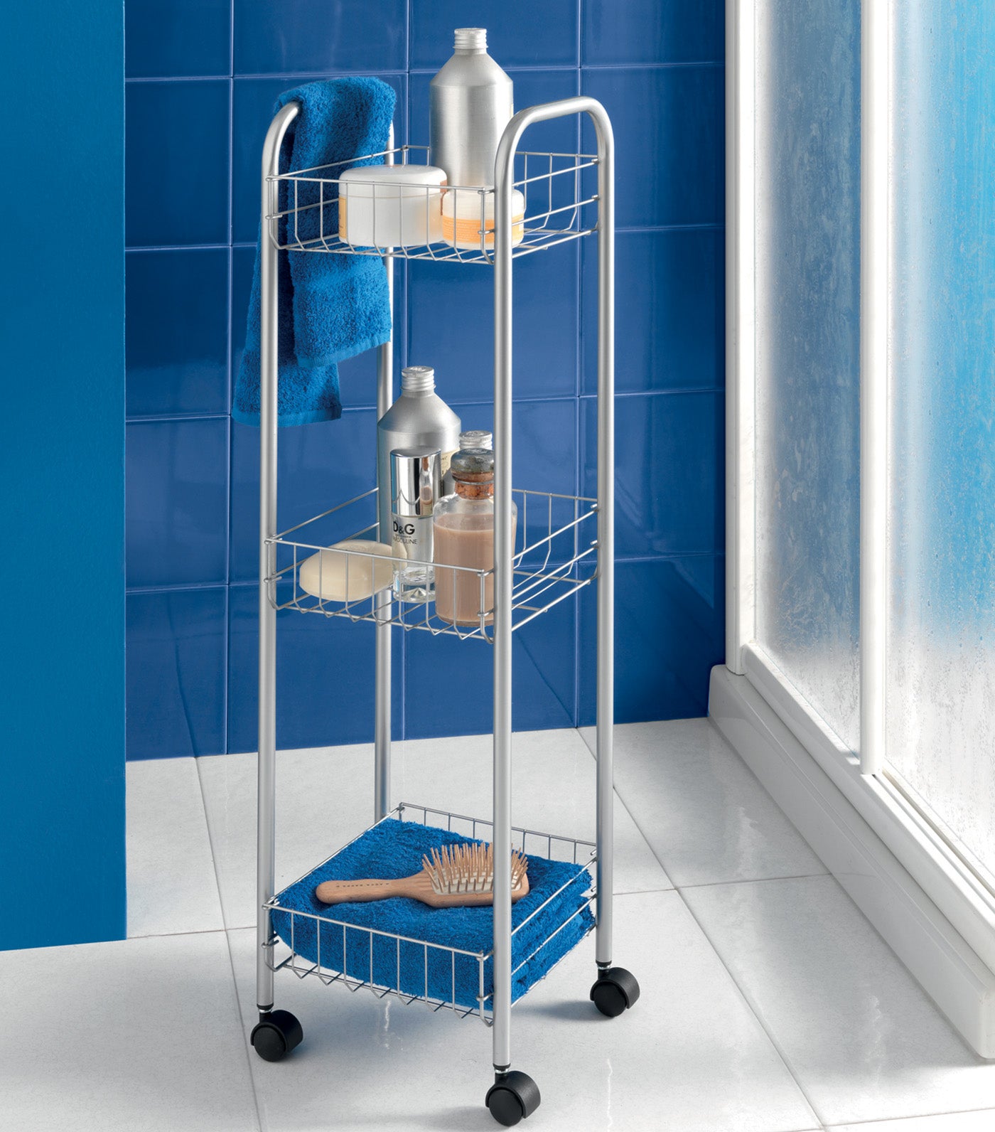 3T Bathroom Rolling Cart Silver