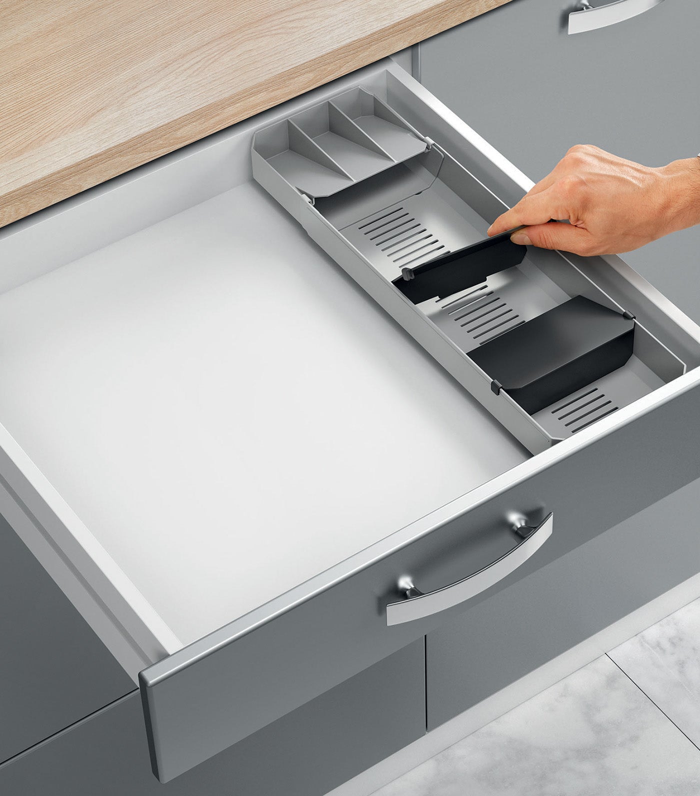 Adjustable Cutlery Organizer Gray