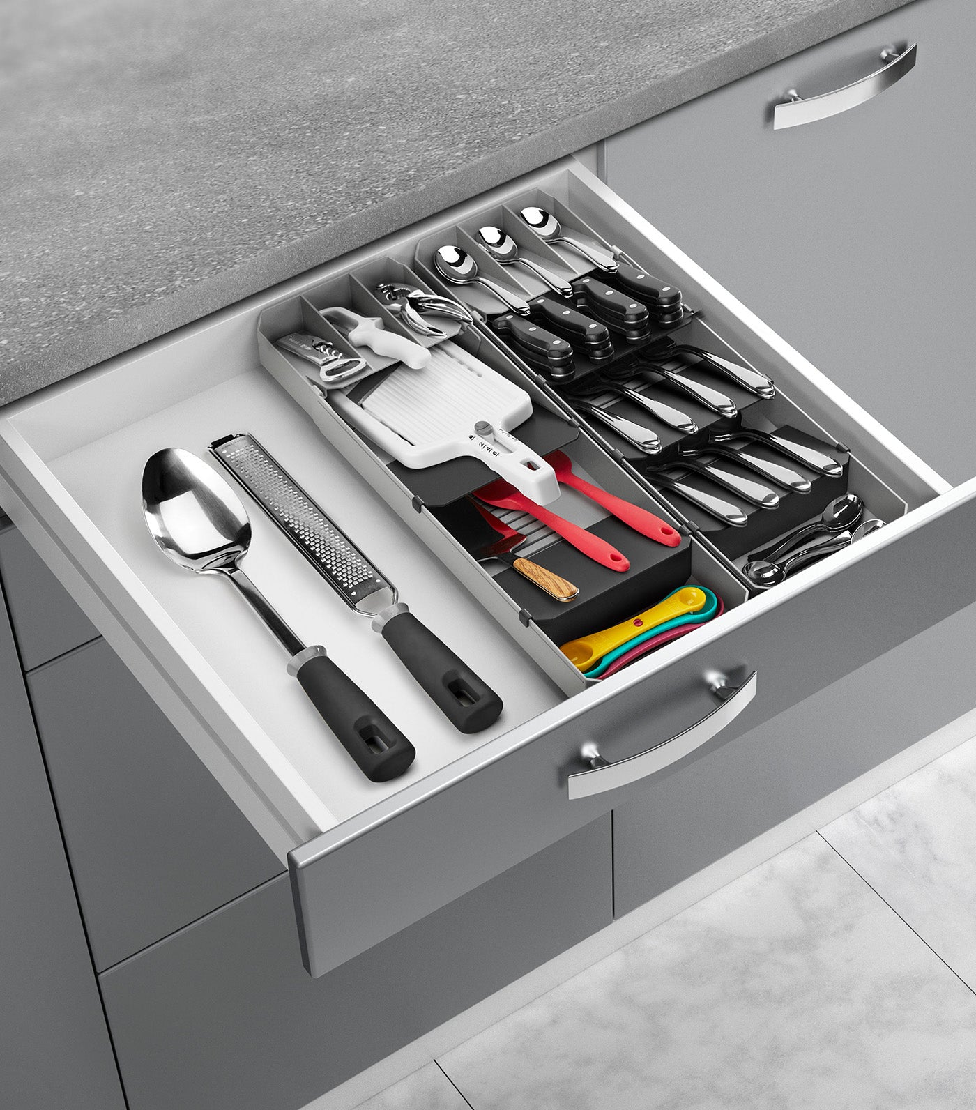 Adjustable Cutlery Organizer Gray