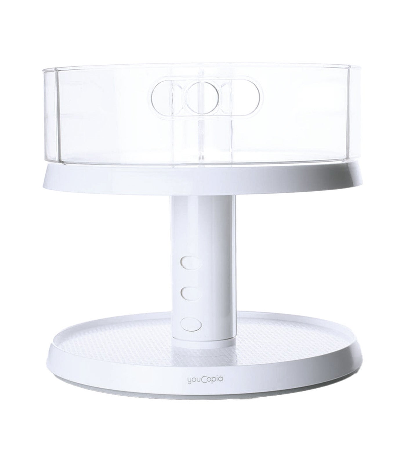Crazy Susan 2-Tier Turntable with Bins White