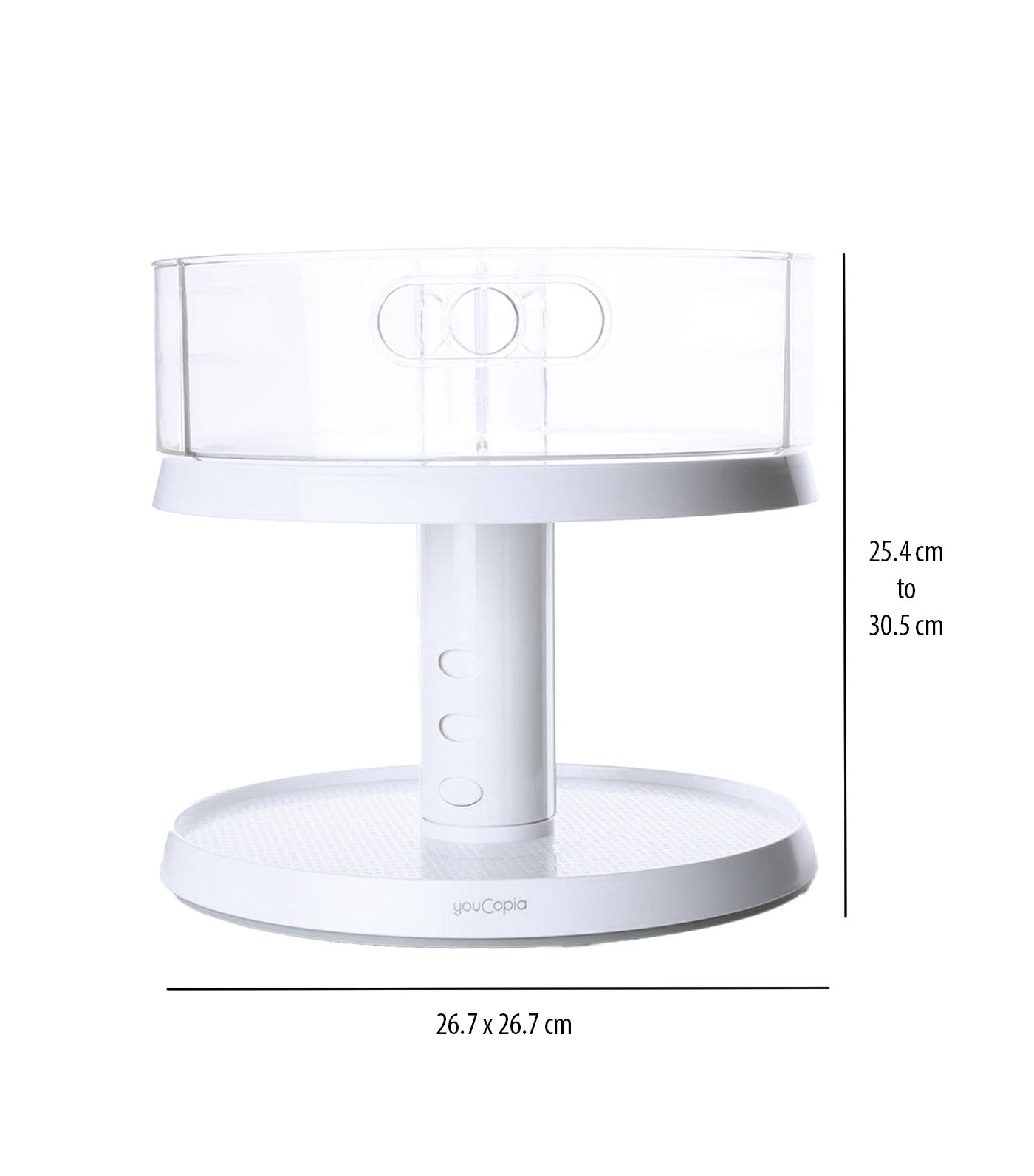 Crazy Susan 2-Tier Turntable with Bins White