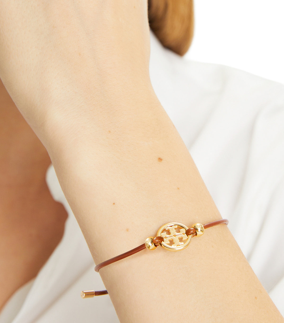 Icon Slider Bracelet Tory Gold/Cuoio