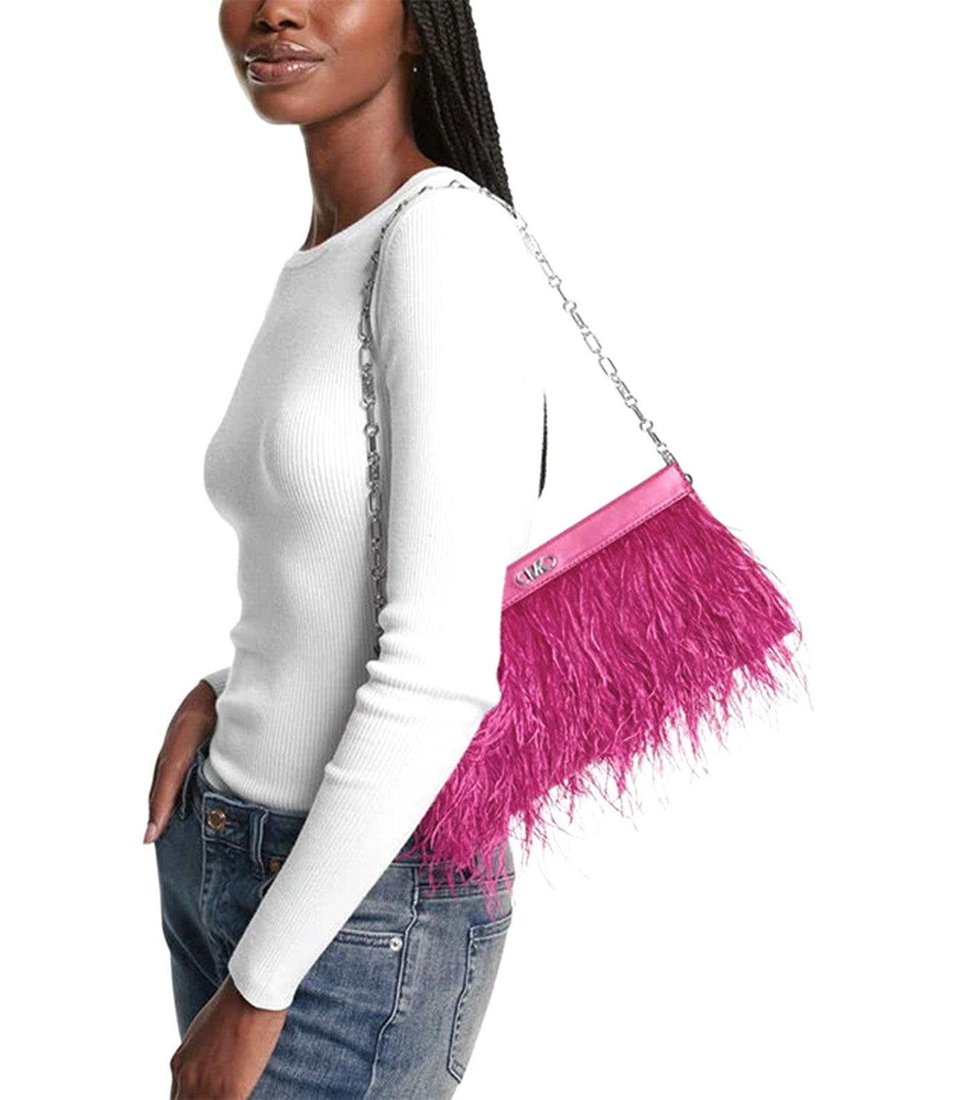 Tabitha Large Feather Embellished Clutch