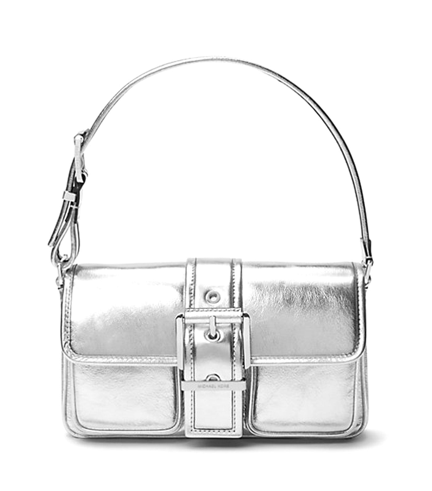 Colby Medium Metallic Leather Shoulder Bag Silver