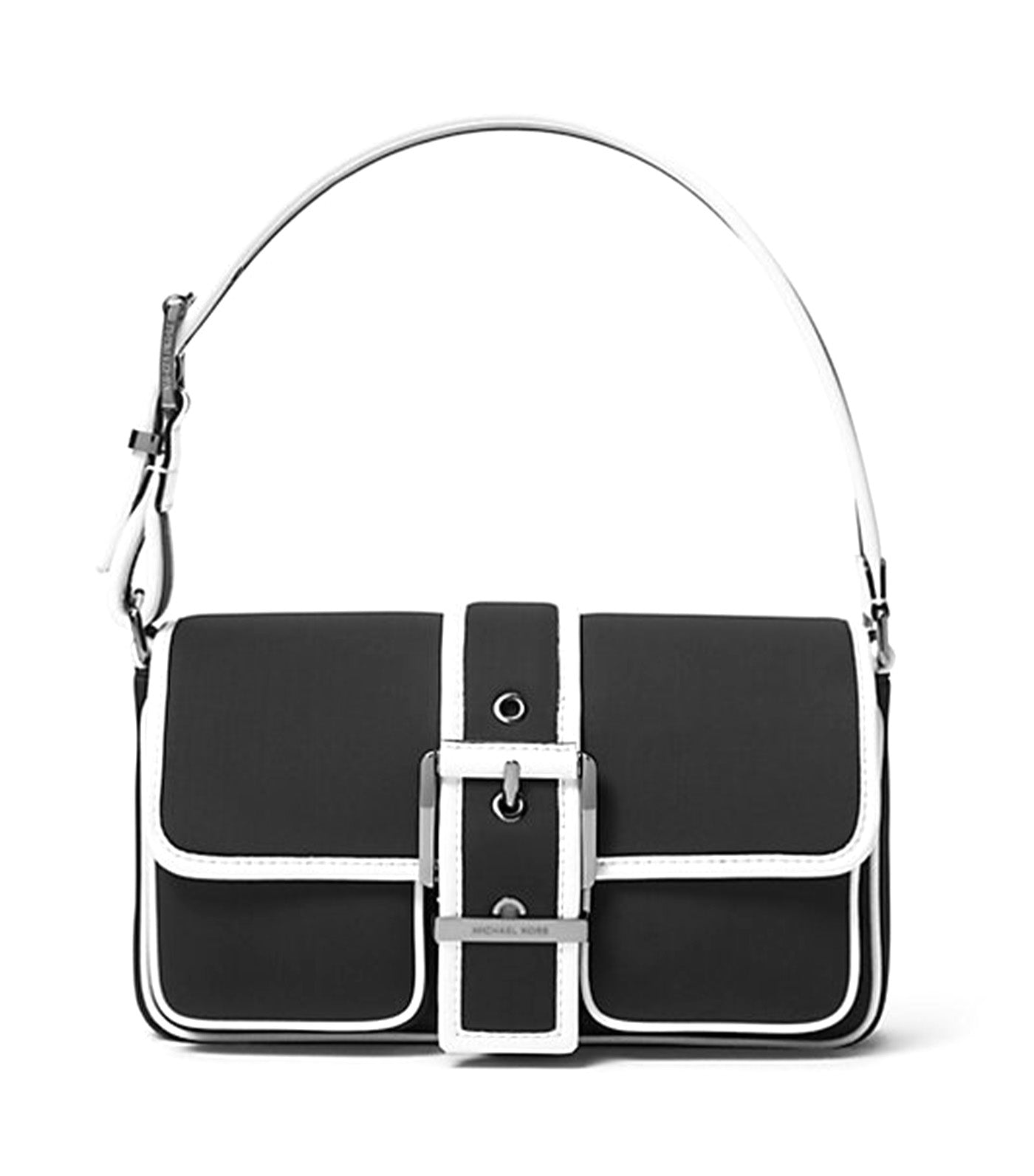 Colby Medium Two-Tone Neoprene Shoulder Bag Black/Optic White