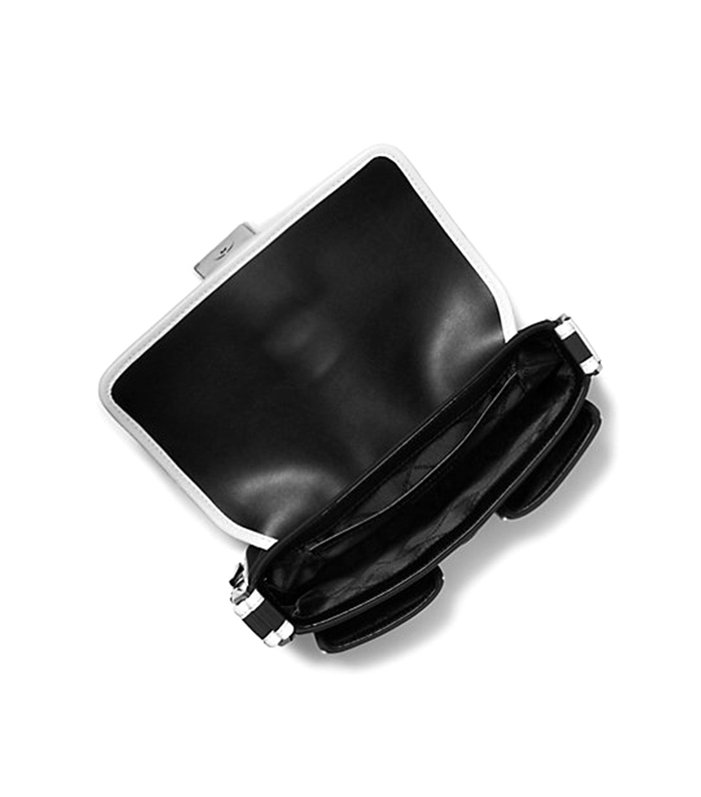 Colby Medium Two-Tone Neoprene Shoulder Bag Black/Optic White