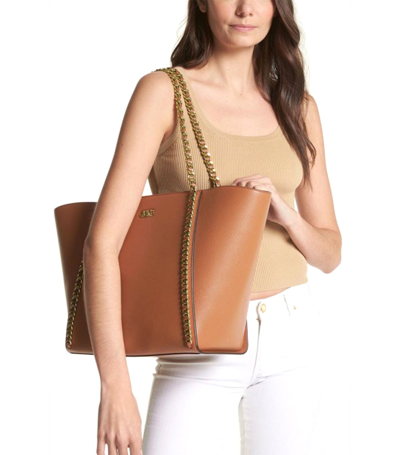 Westley Large Pebbled Leather Chain-Link Tote