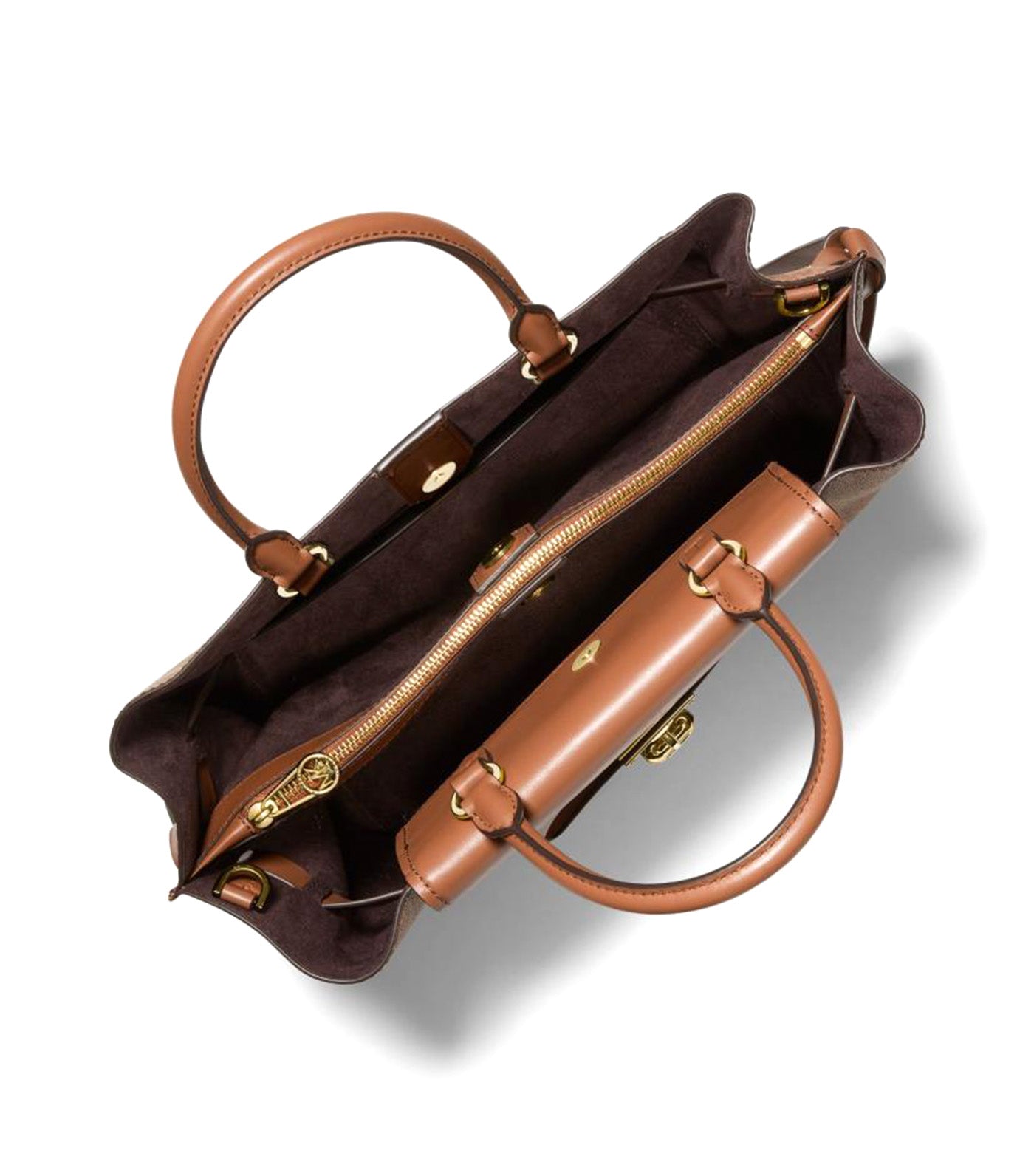 Hamilton Legacy Large Logo Stripe Belted Satchel Brown