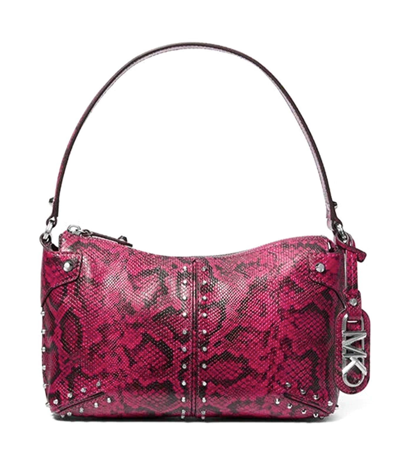 Astor Large Studded Snake Embossed Leather Shoulder Bag
