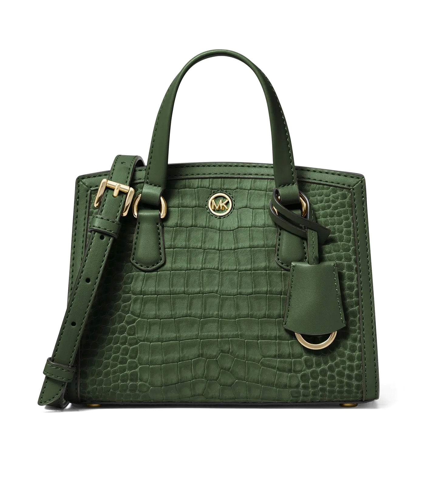 Chantal Extra-Small Crocodile Embossed Leather Messenger Bag Amazon Green