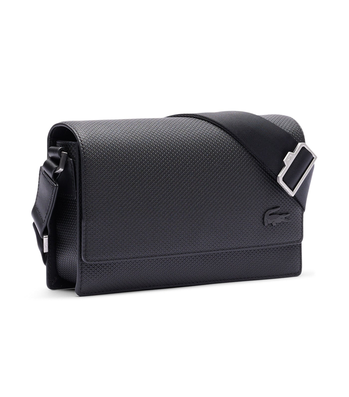 Lacoste Chantaco Leather Flap Close Reporter Bag Noir | Rustan's